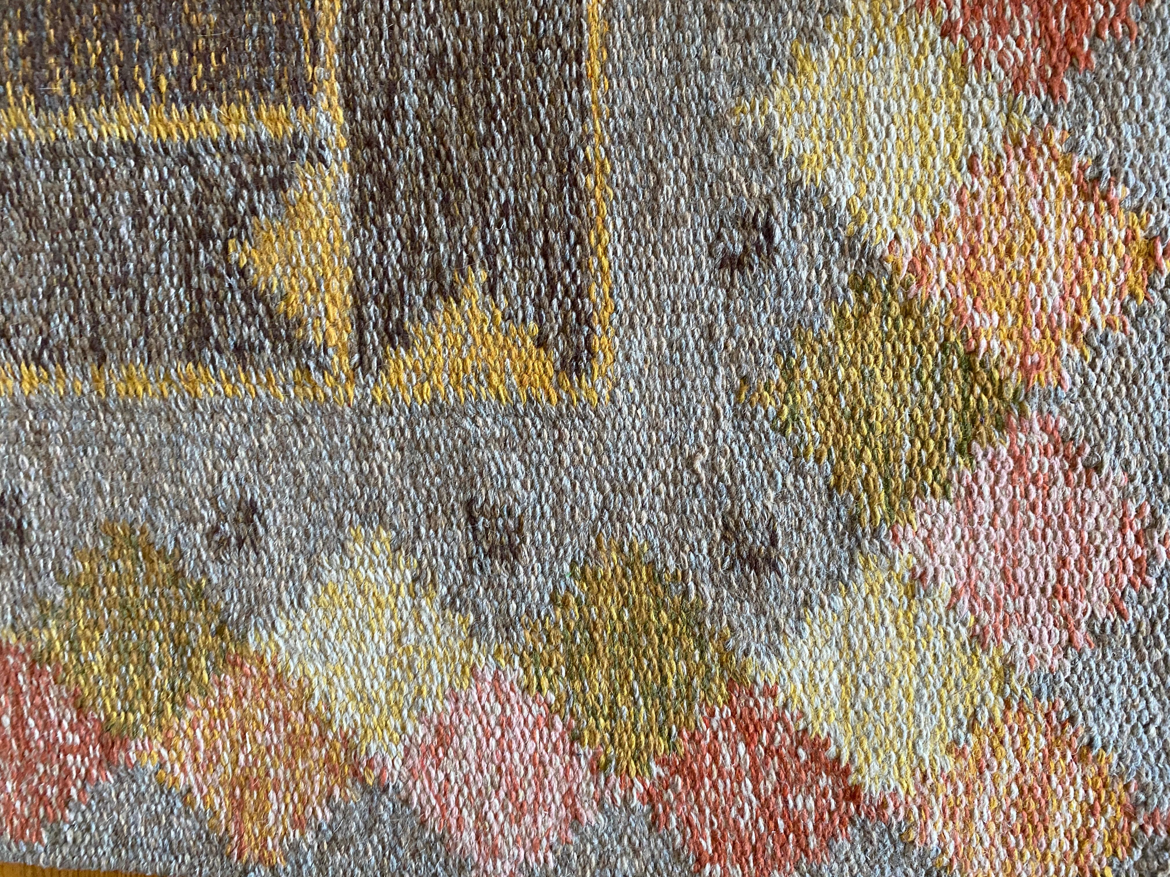 Skandinavisch Moderner Röllakan Pastellfarbener Flachgewebeteppich, Schweden, 1950er Jahre im Angebot 3