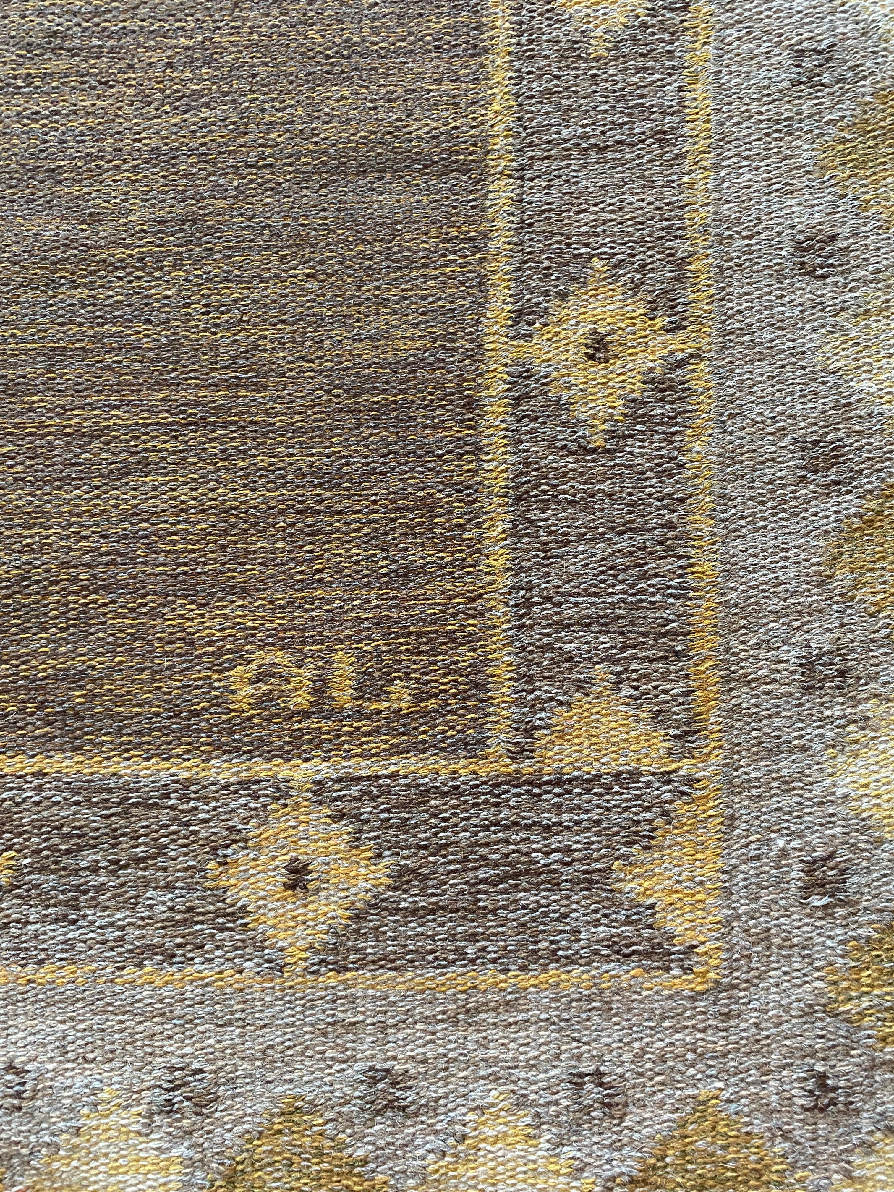 Skandinavisch Moderner Röllakan Pastellfarbener Flachgewebeteppich, Schweden, 1950er Jahre im Angebot 8