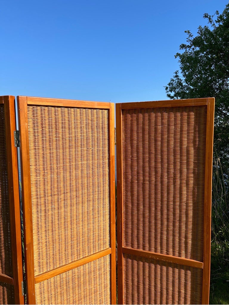 Scandinavian Modern Room Divider in Beech and Rattan For Sale at 1stDibs - Colorful Room Divider With Scandinavian-Inspired Design