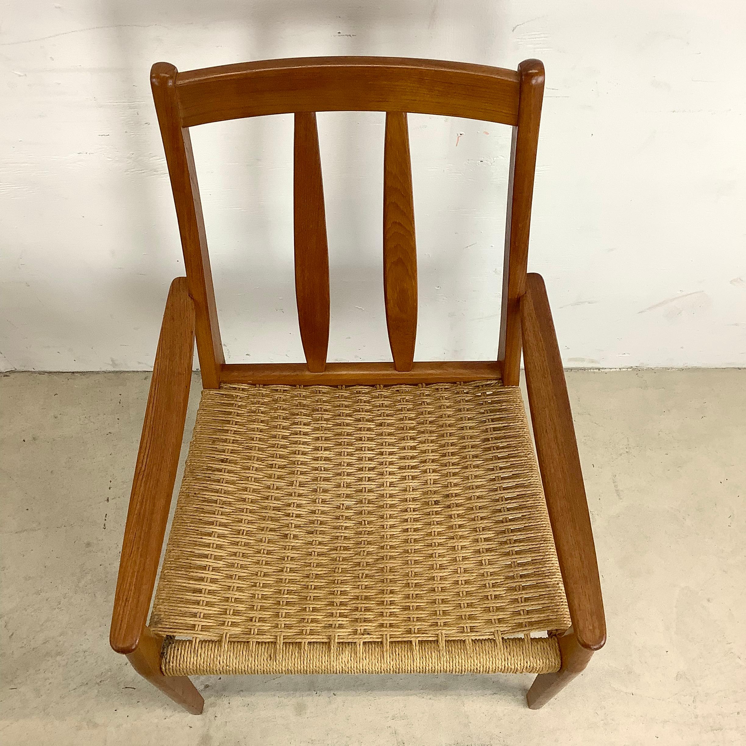 Scandinavian Modern Rope Seat Teak Dining Chairs, Set of Four 11