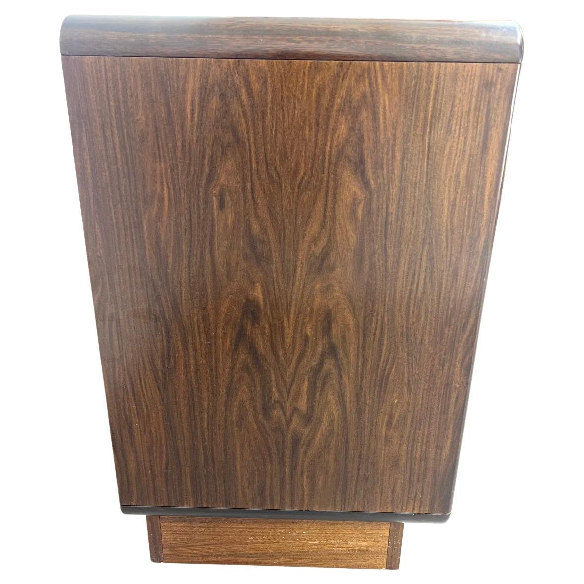 Woodwork Scandinavian Modern rosewood 3 drawer 3 door credenza rounded corners For Sale