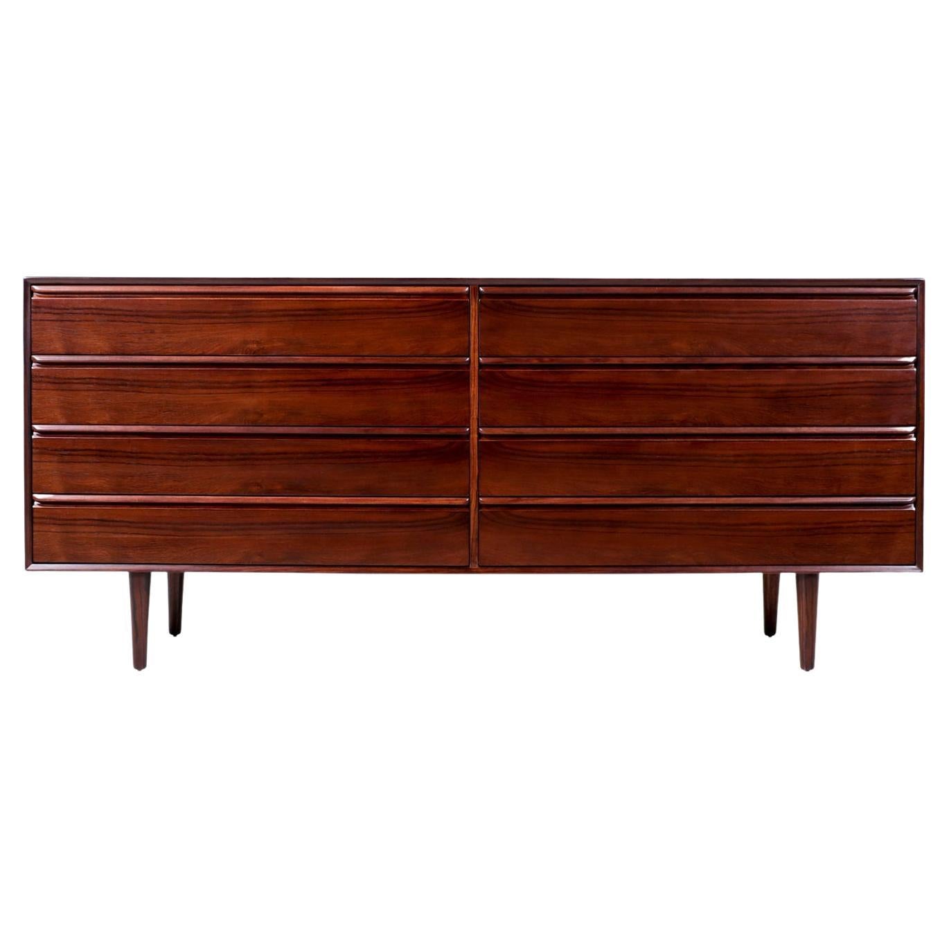 Expertly Restored - Scandinavian Modern Rosewood 8-Drawer Dresser by Westnofa