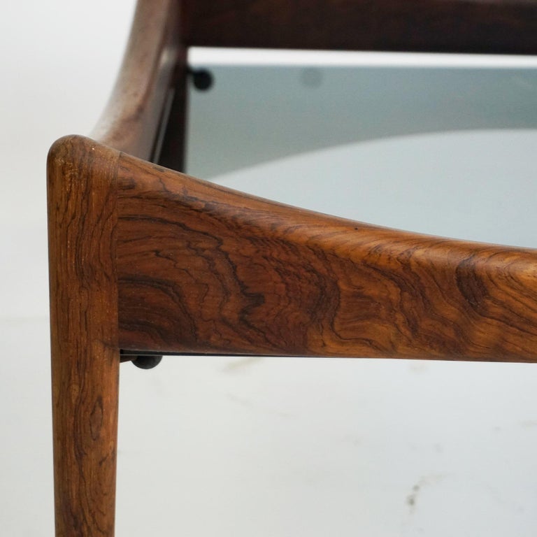 Danish Scandinavian Modern Rosewood and Glass Coffee Table Modus by Kristian Vedel For Sale