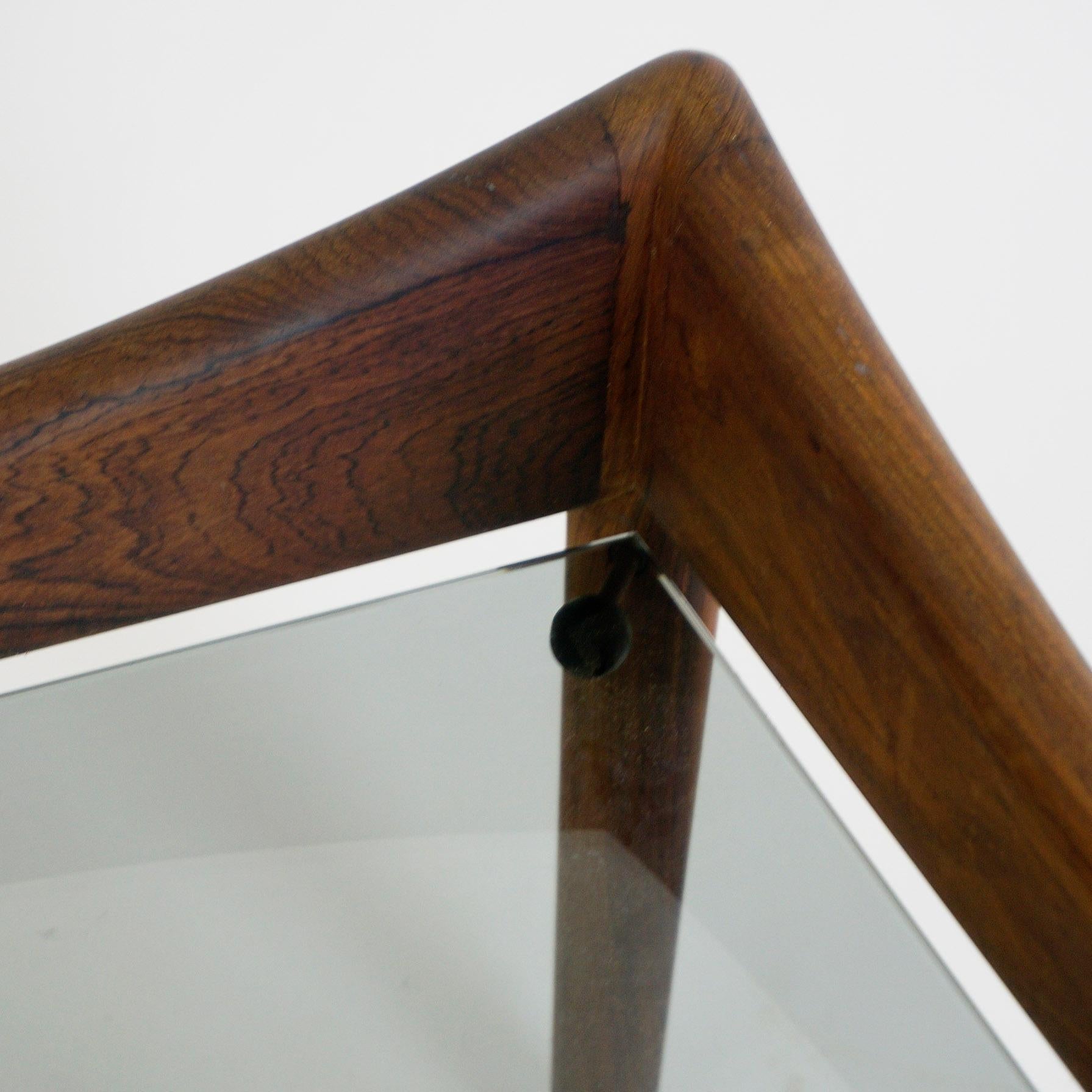 Mid-20th Century Scandinavian Modern Rosewood and Glass Coffee Table Modus by Kristian Vedel