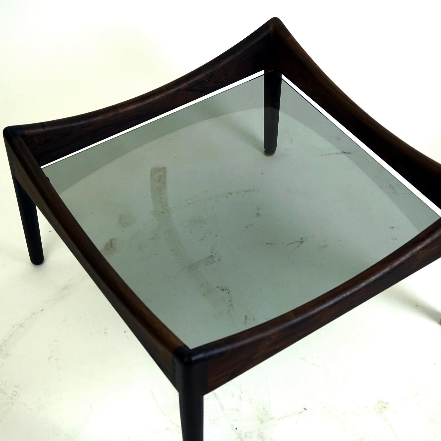 Scandinavian Modern Rosewood and Glass Coffee Table Modus by Kristian Vedel 1