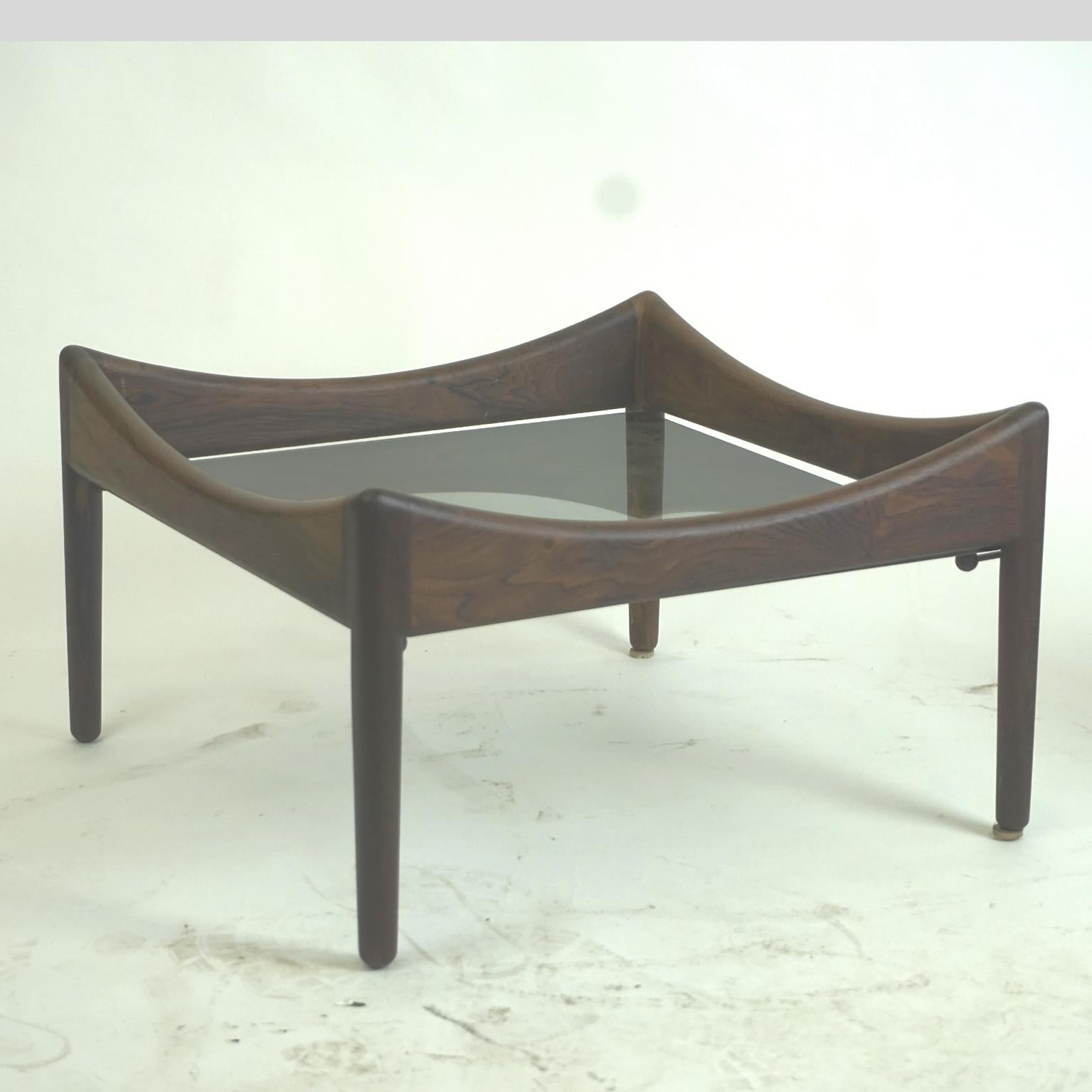 Scandinavian Modern Rosewood and Glass Coffee Table Modus by Kristian Vedel 3
