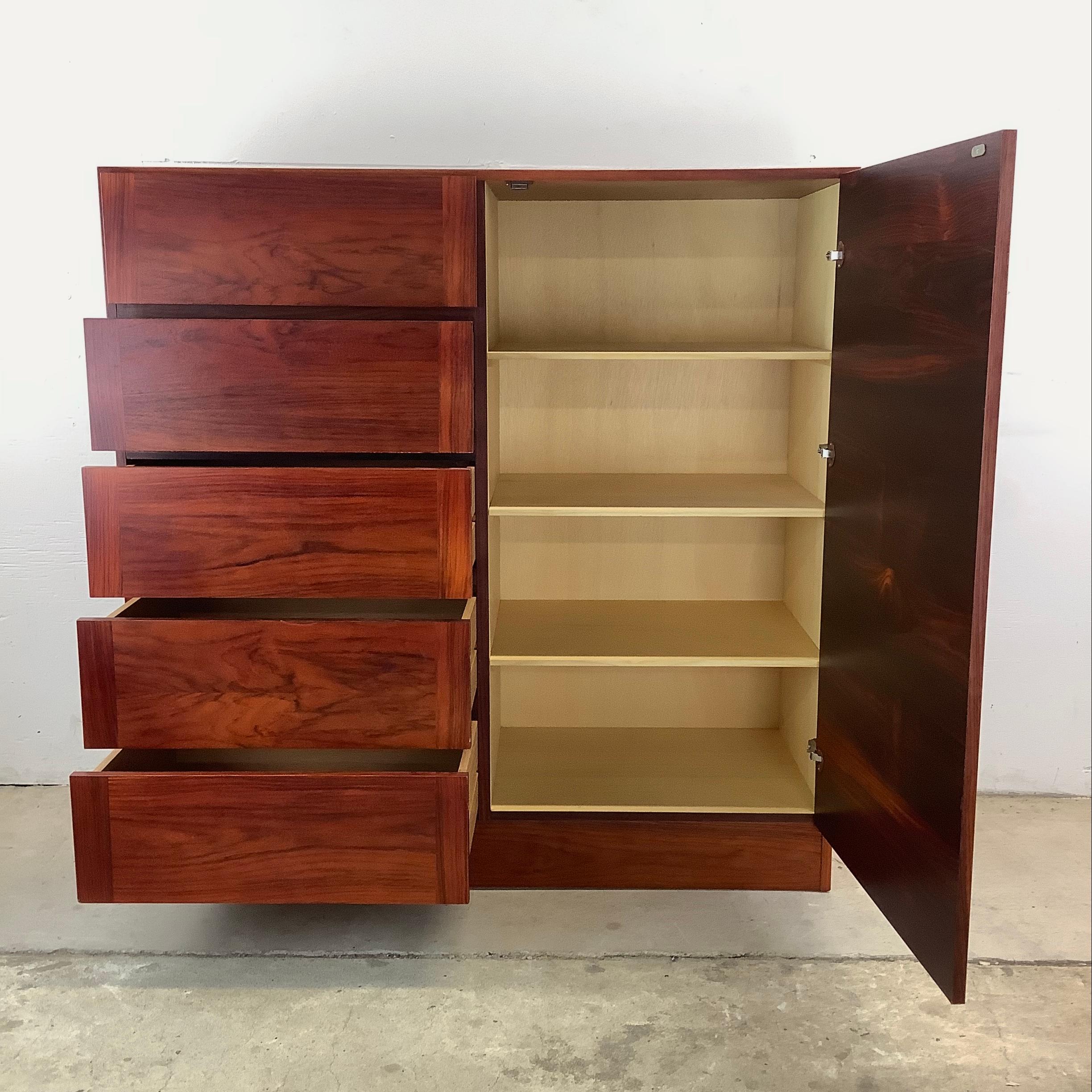 Scandinavian Modern Rosewood Armoire Dresser 4
