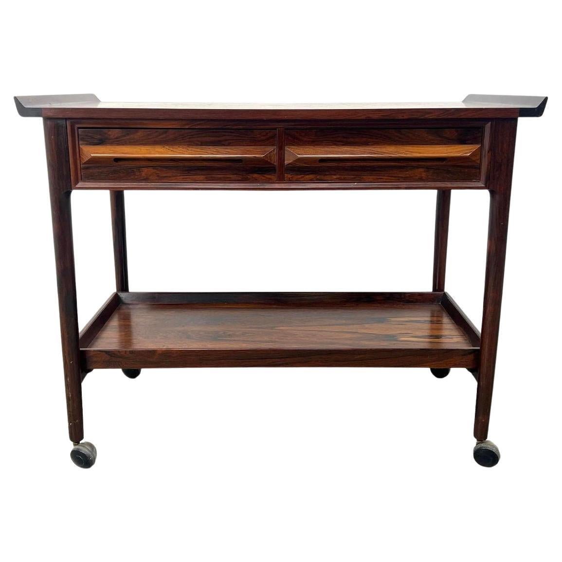 Scandinavian Modern Rosewood Bar Cart By Torbjørn Afdal for Bruksbo Norway