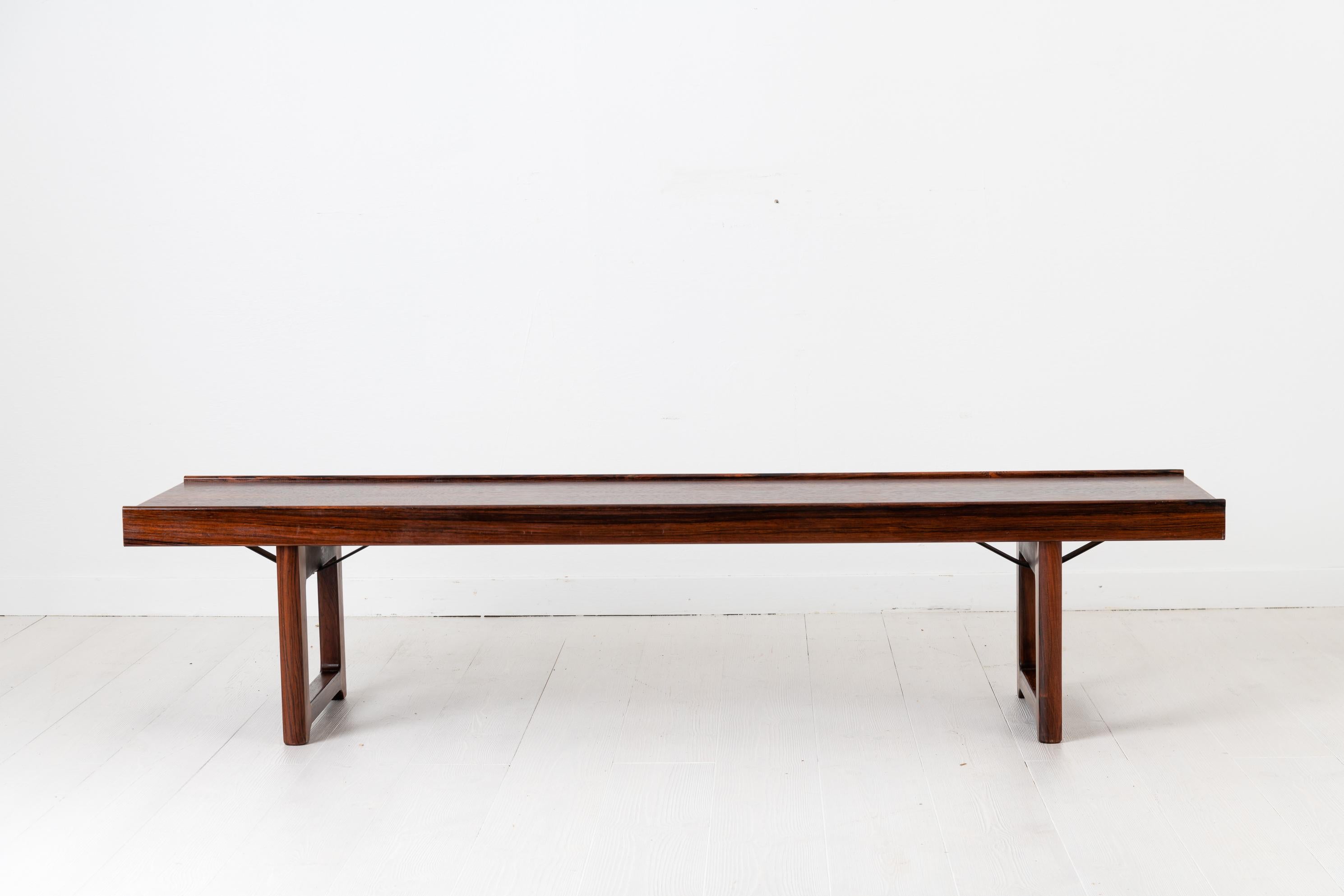 Scandinavian Modern Rosewood Bench by Torbjørn Afdal for Bruksbo In Good Condition In Kramfors, SE