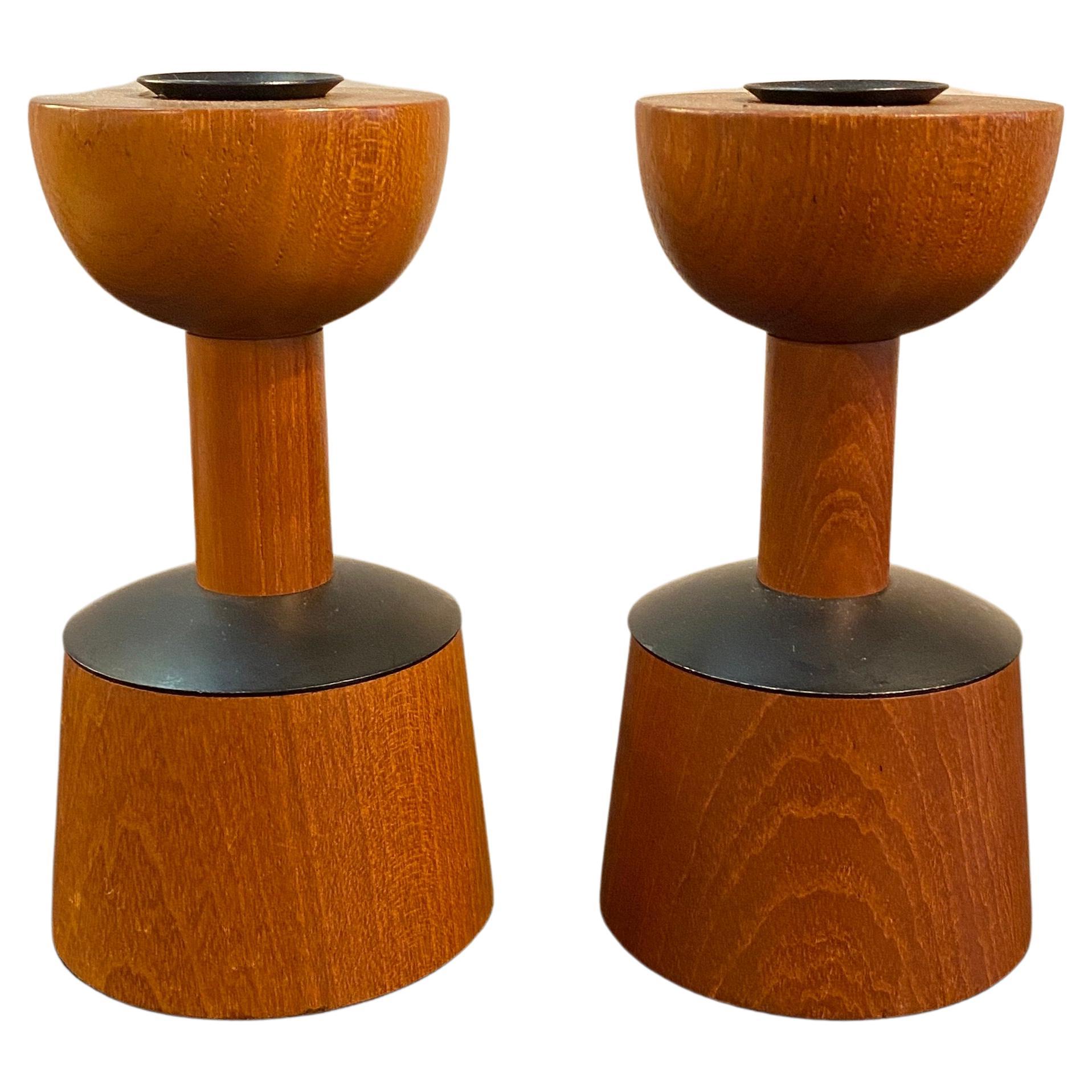 Scandinavian Modern Rosewood Candleholders By Laurids Lonborg For Sale