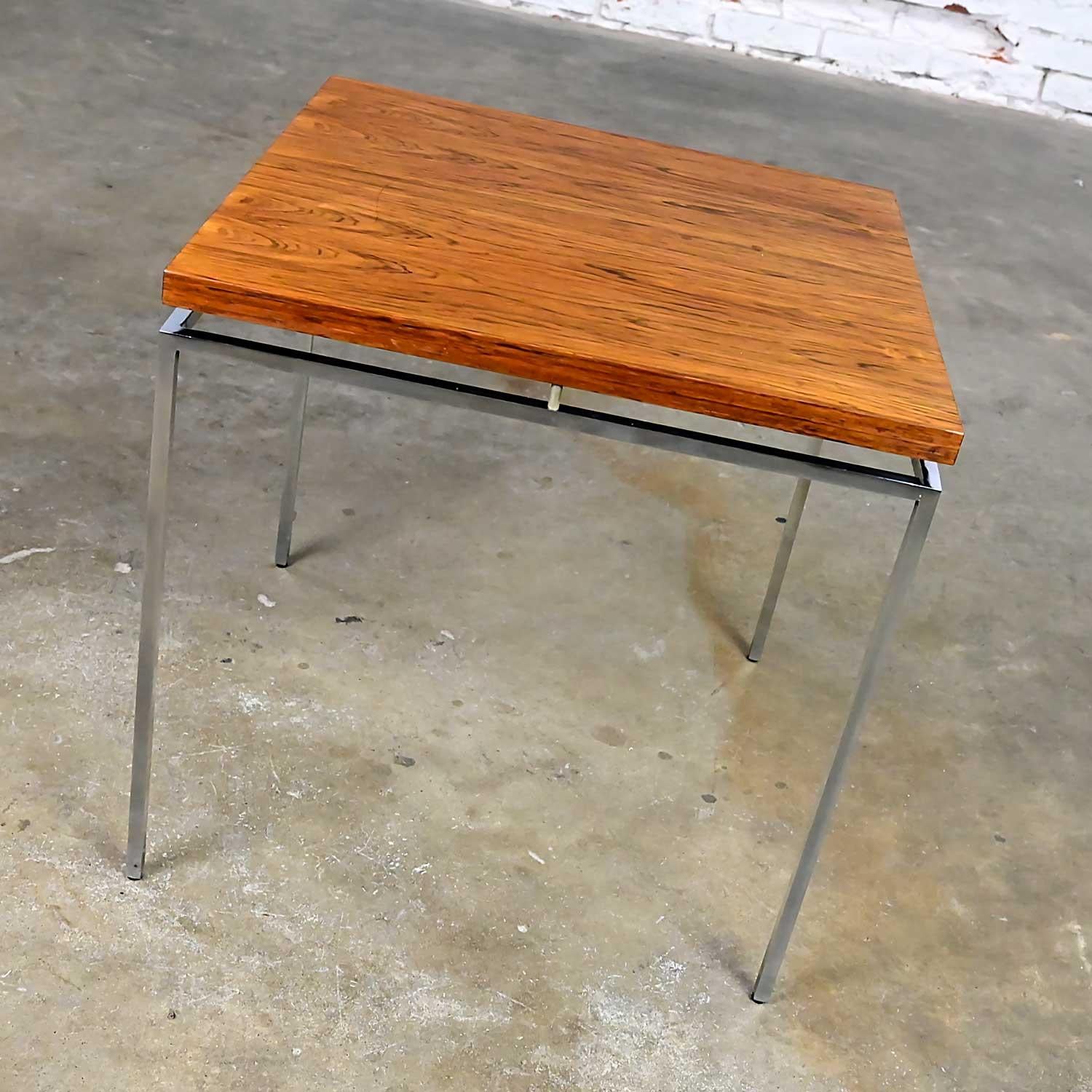 Scandinavian Modern Rosewood & Chrome End Table by Knud Joos for Jason Mobler For Sale 4