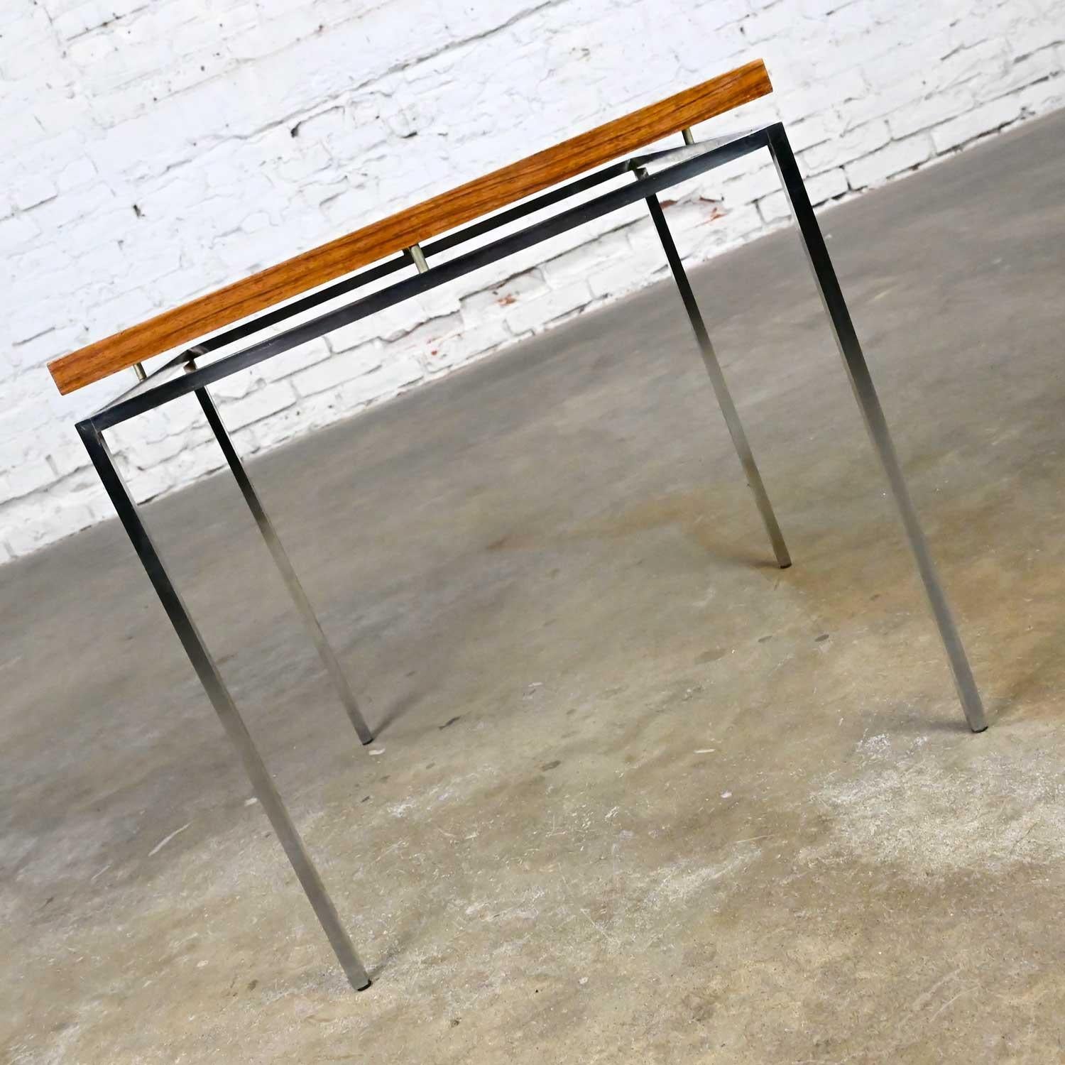 Danish Scandinavian Modern Rosewood & Chrome End Table by Knud Joos for Jason Mobler For Sale