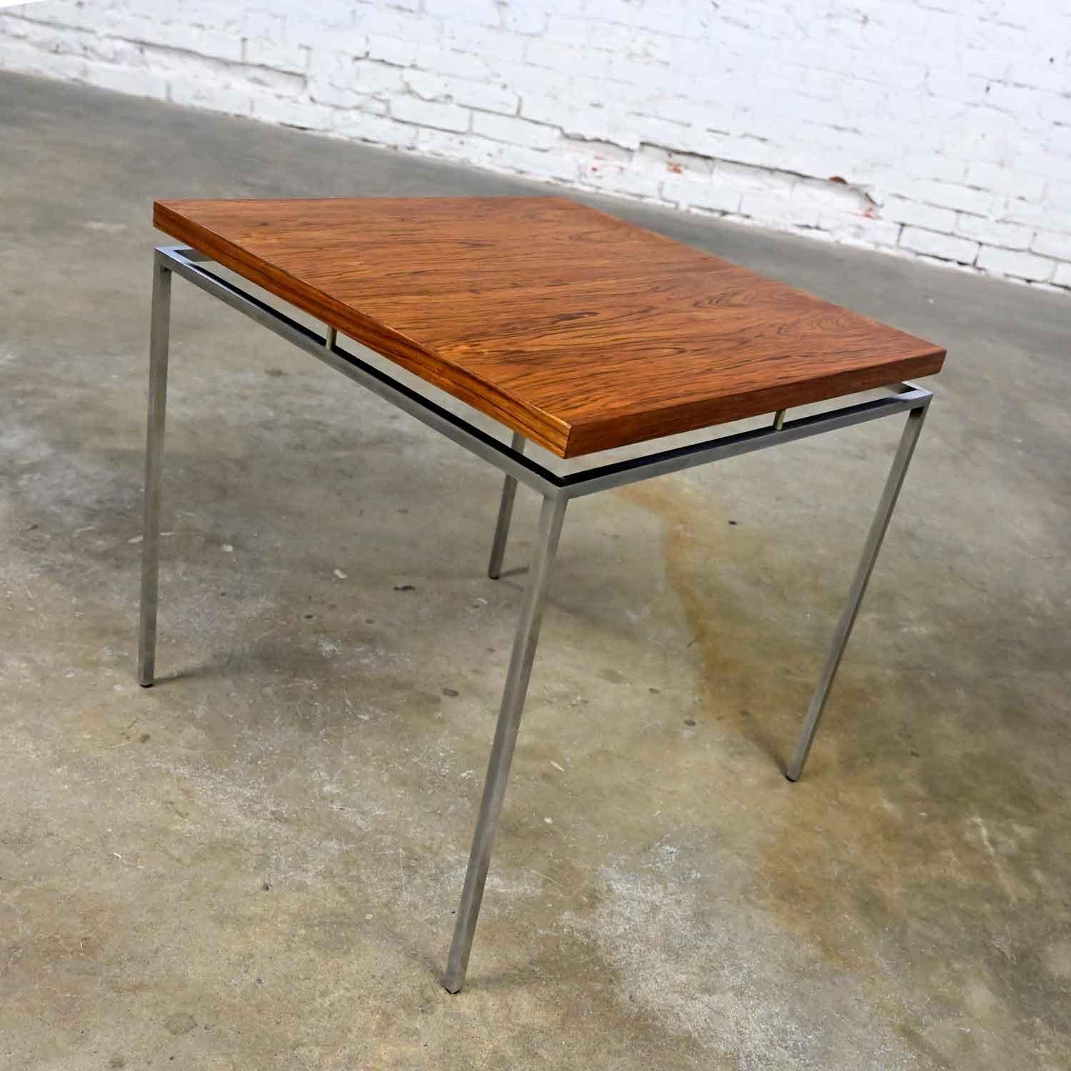 Scandinavian Modern Rosewood & Chrome End Table by Knud Joos for Jason Mobler In Good Condition For Sale In Topeka, KS
