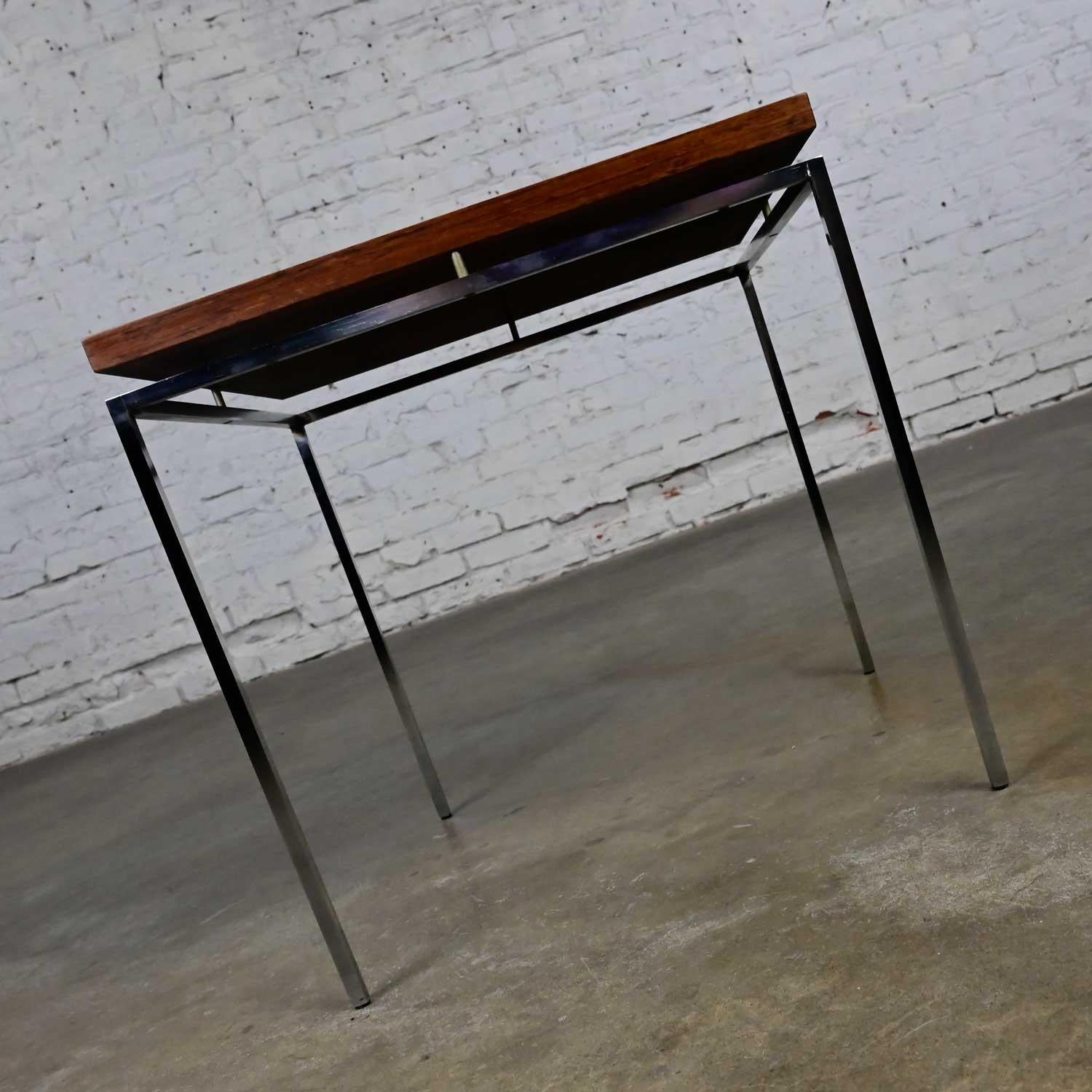 Aluminum Scandinavian Modern Rosewood & Chrome End Table by Knud Joos for Jason Mobler For Sale