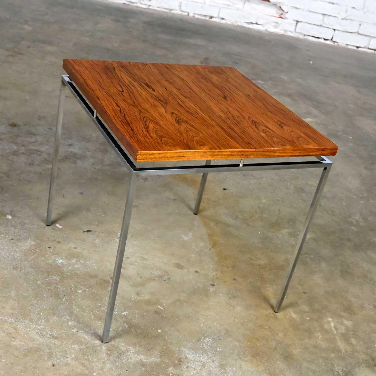 Scandinavian Modern Rosewood & Chrome End Table by Knud Joos for Jason Mobler For Sale 2