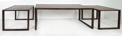 Scandinavian Modern Rosewood Coffee Nest Side Tables, Set of Three Tables