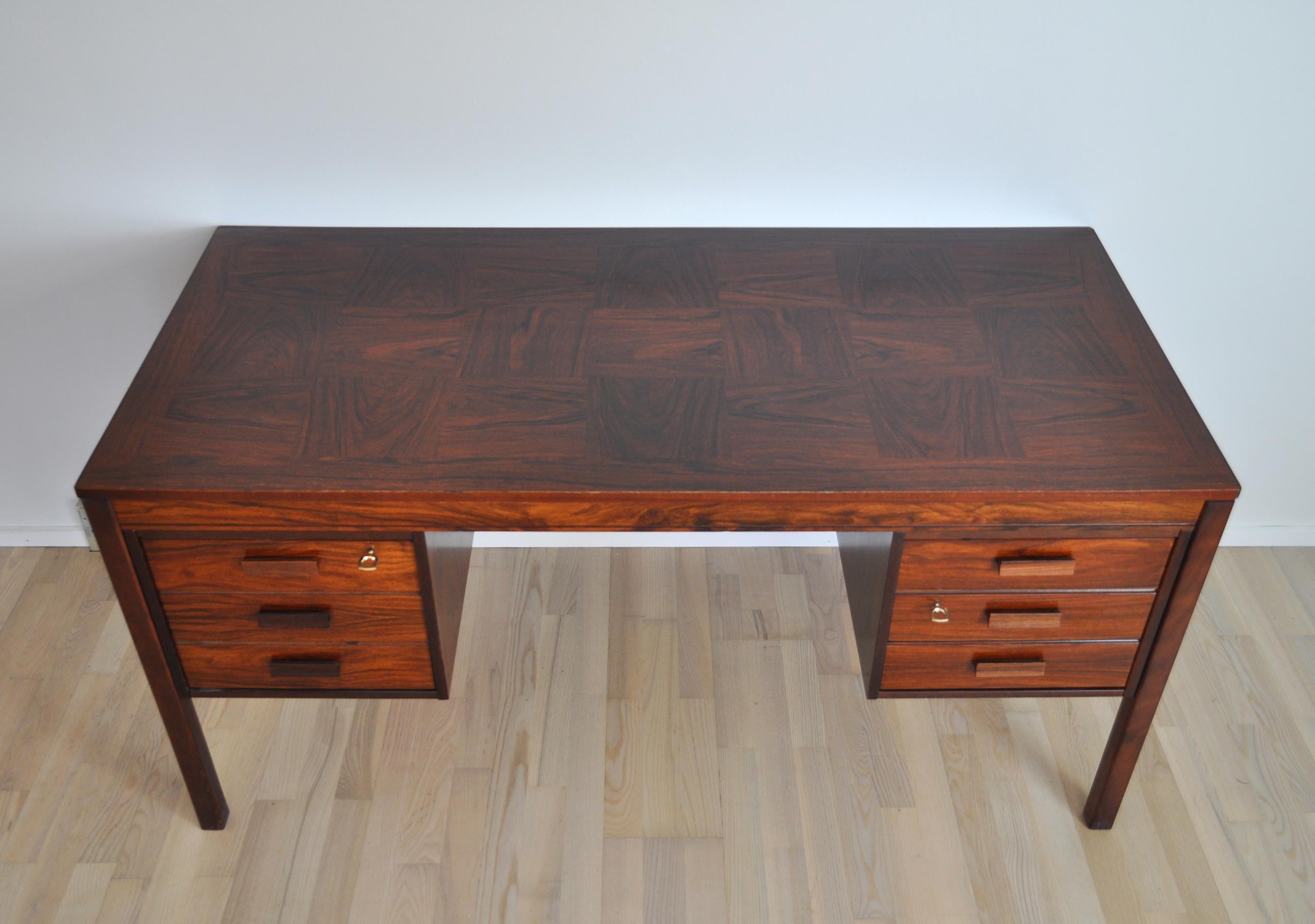 Norwegian Scandinavian Modern Rosewood Desk by PS Heggen of Norway
