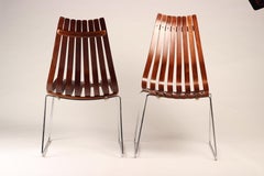 Skandinavische moderne Esszimmerstühle aus Rosenholz von Hans Brattrud, 2er-Set