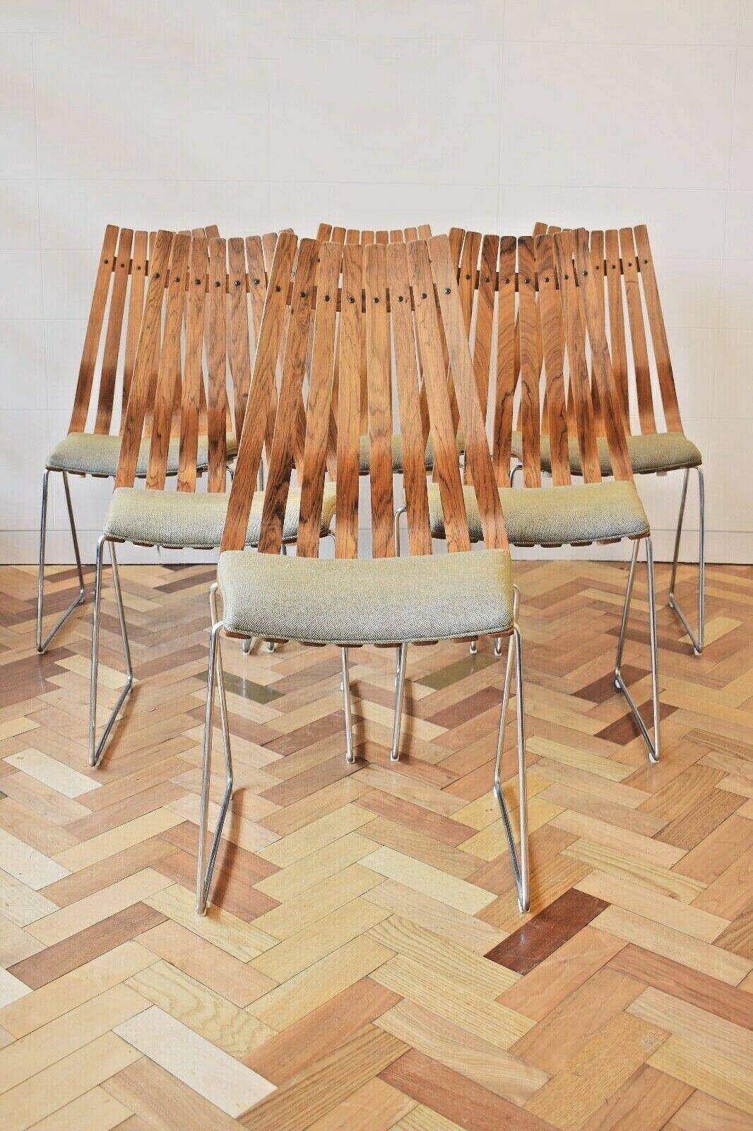 Mid-Century Modern Scandinavian Modern Rosewood Dining Chairs by Hans Brattrud, Set of Six