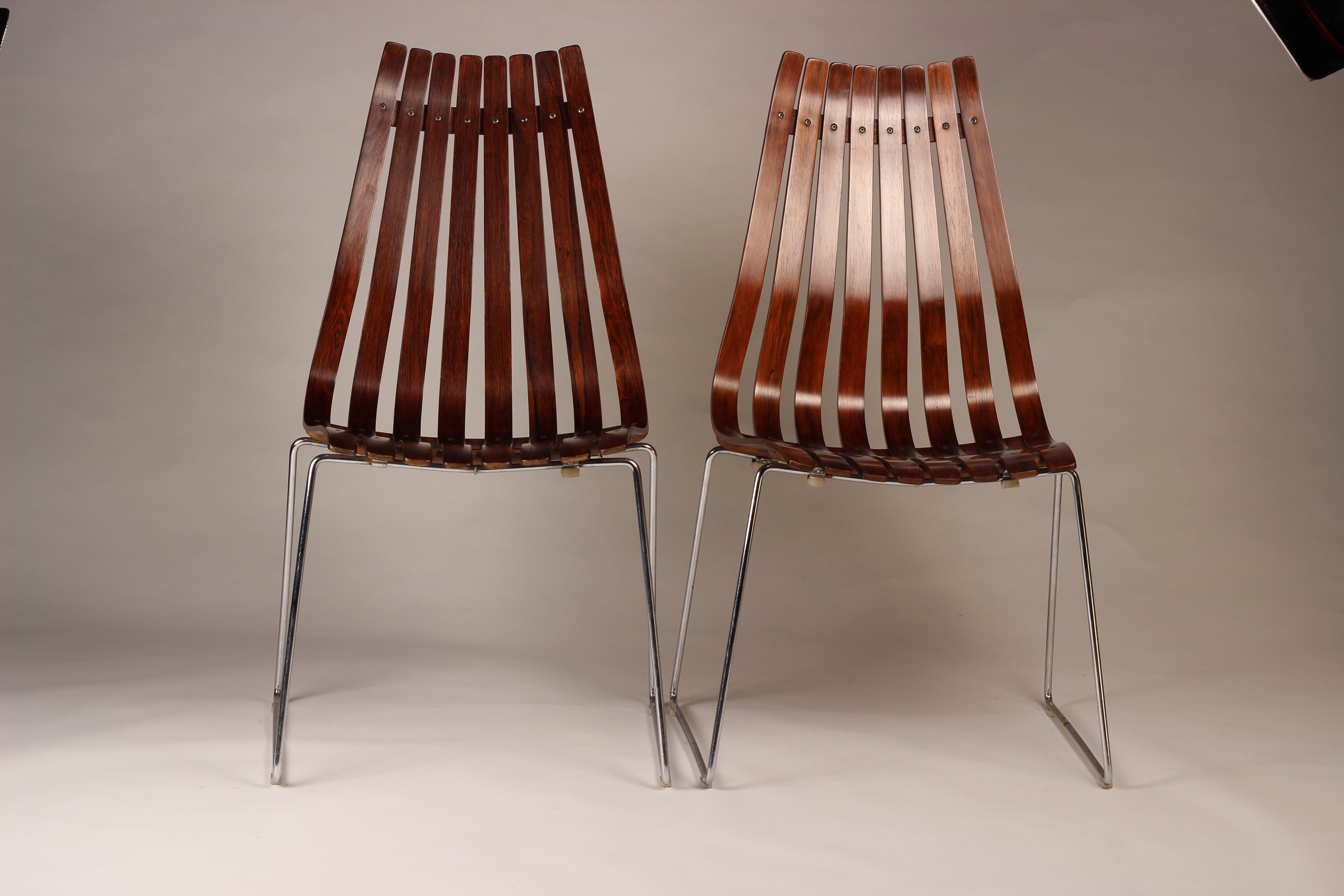 Scandinavian Modern Rosewood Dining Chairs by Hans Brattrud, Set of 2 In Good Condition In London, GB