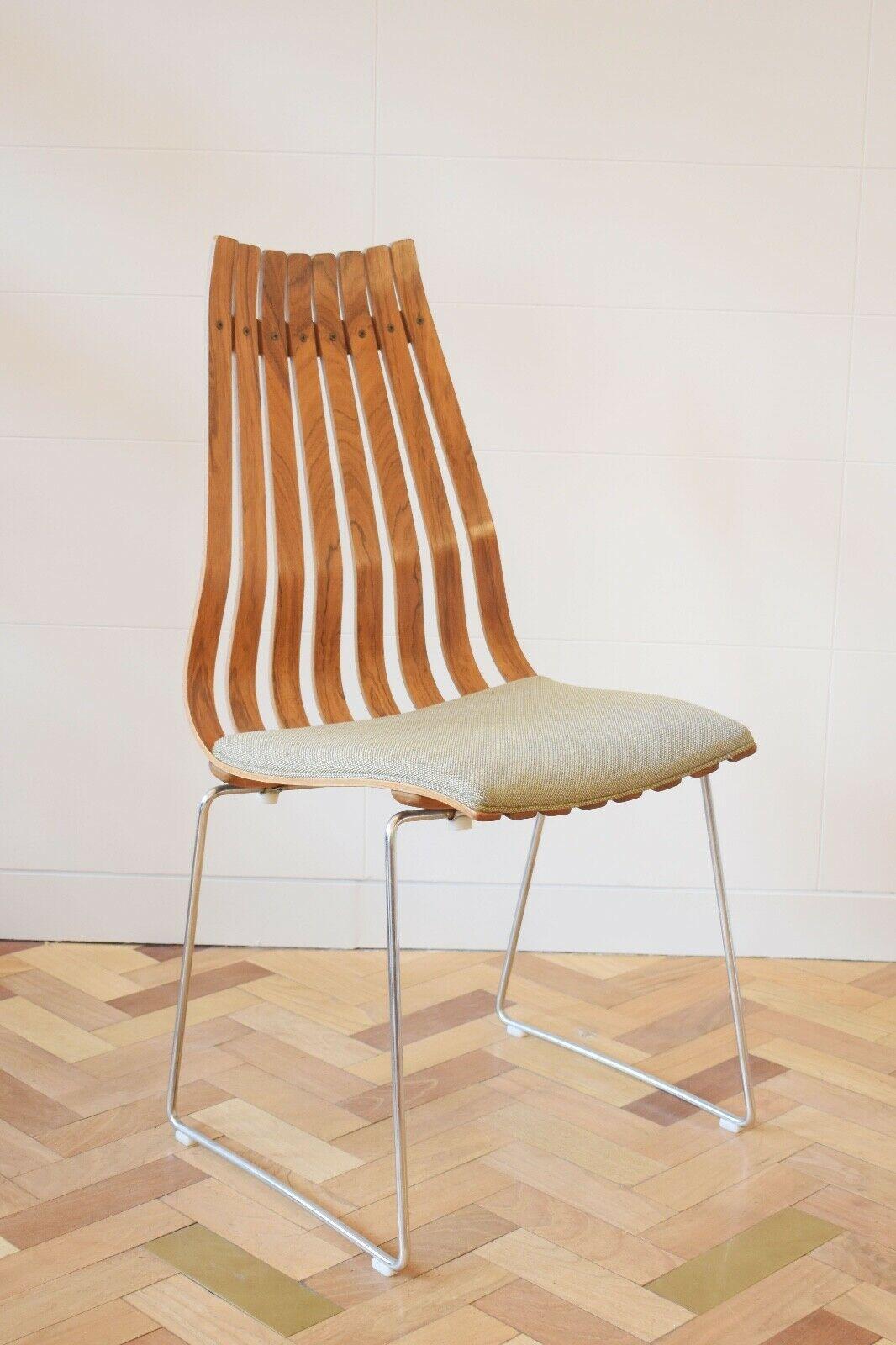 Woodwork Scandinavian Modern Rosewood Dining Chairs by Hans Brattrud, Set of Six