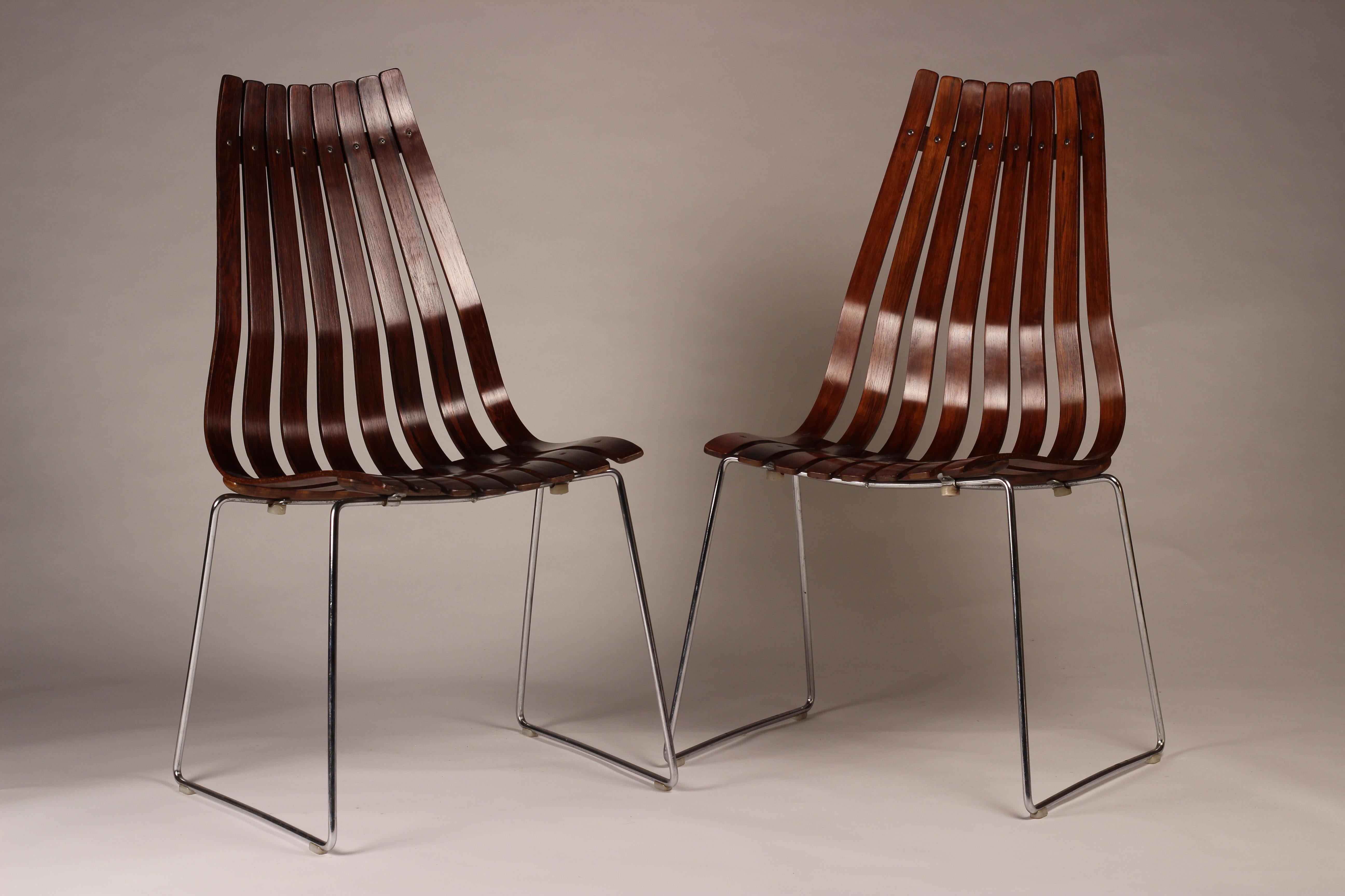 Mid-20th Century Scandinavian Modern Rosewood Dining Chairs by Hans Brattrud, Set of 2