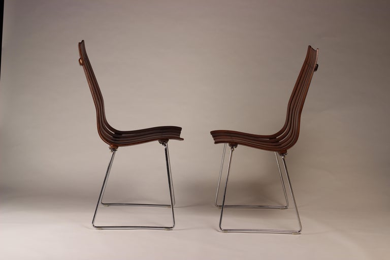 Leather Scandinavian Modern Rosewood Dining Chairs by Hans Brattrud, Set of 2 For Sale