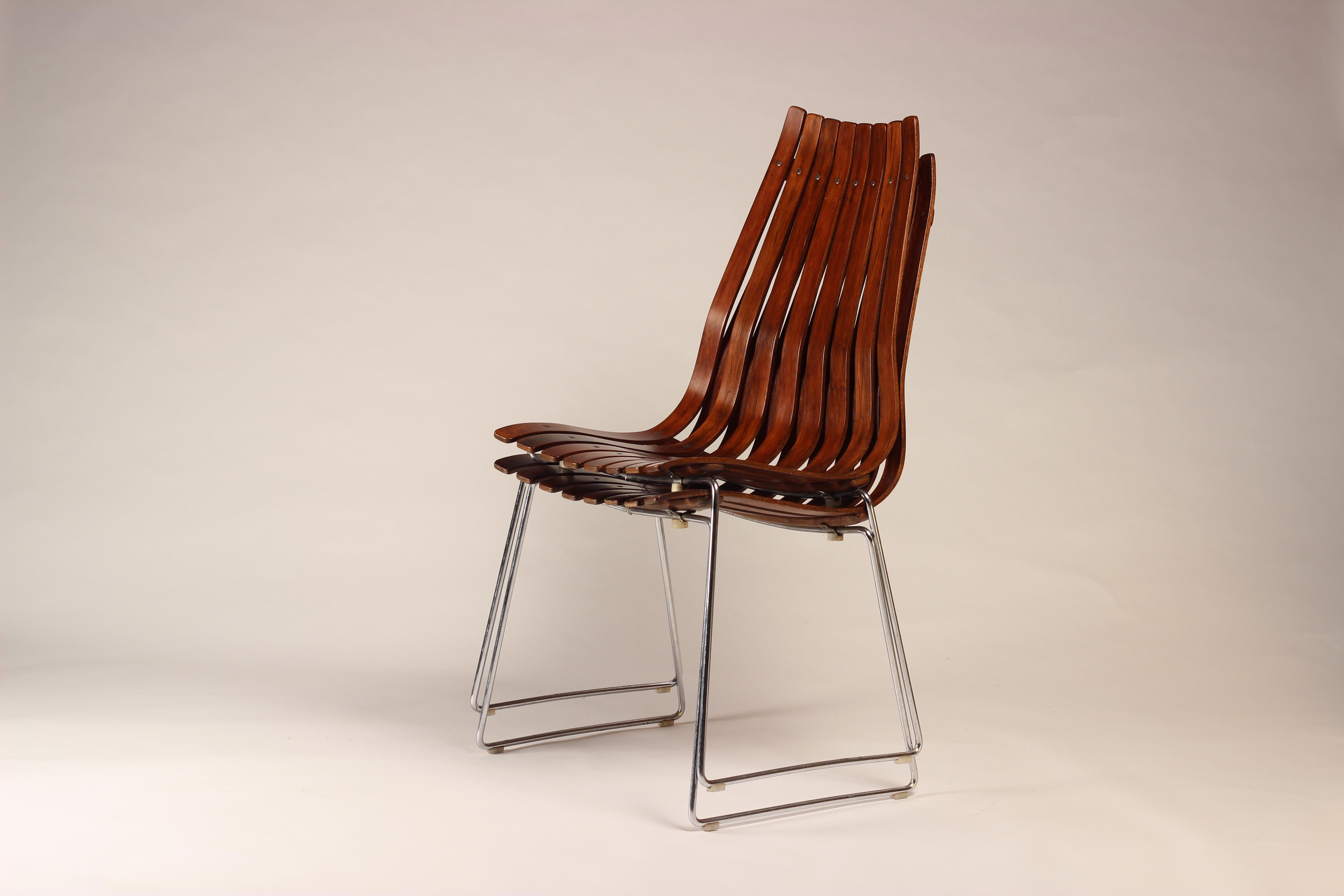 Scandinavian Modern Rosewood Dining Chairs by Hans Brattrud, Set of 2 3