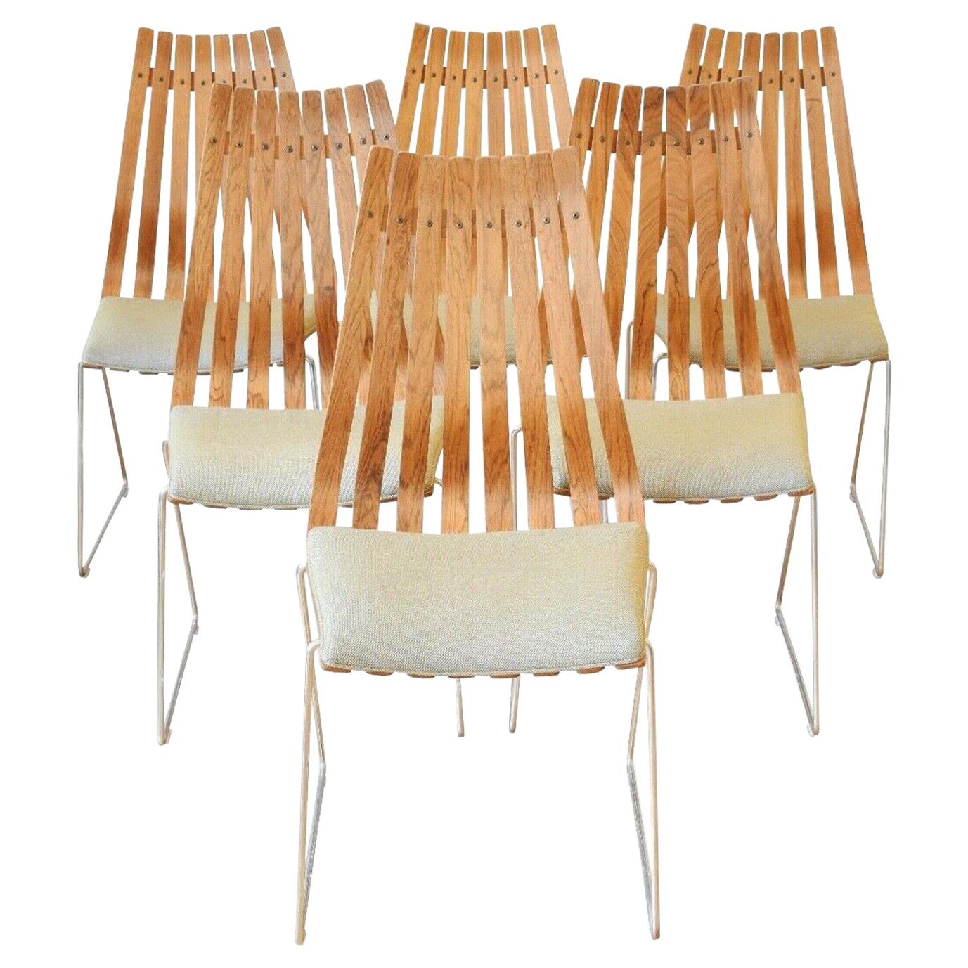Scandinavian Modern Rosewood Dining Chairs by Hans Brattrud, Set of Six