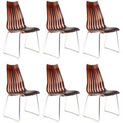 Skandinavische moderne Esszimmerstühle aus Rosenholz von Hans Brattrud, Sechser-Set.
