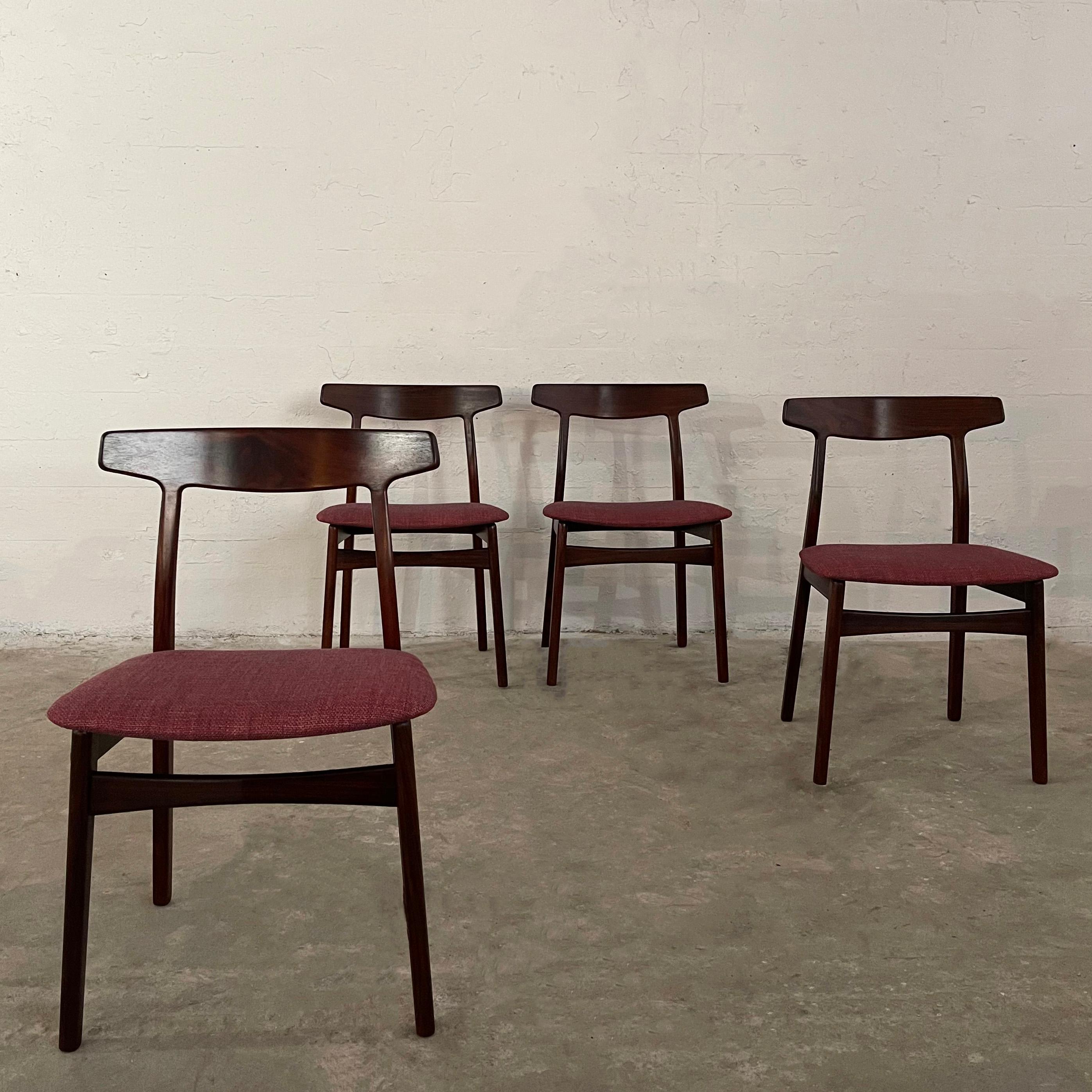 Fabric Scandinavian Modern Rosewood Dining Chairs By Henning Kjaernulf For Bruno Hansen