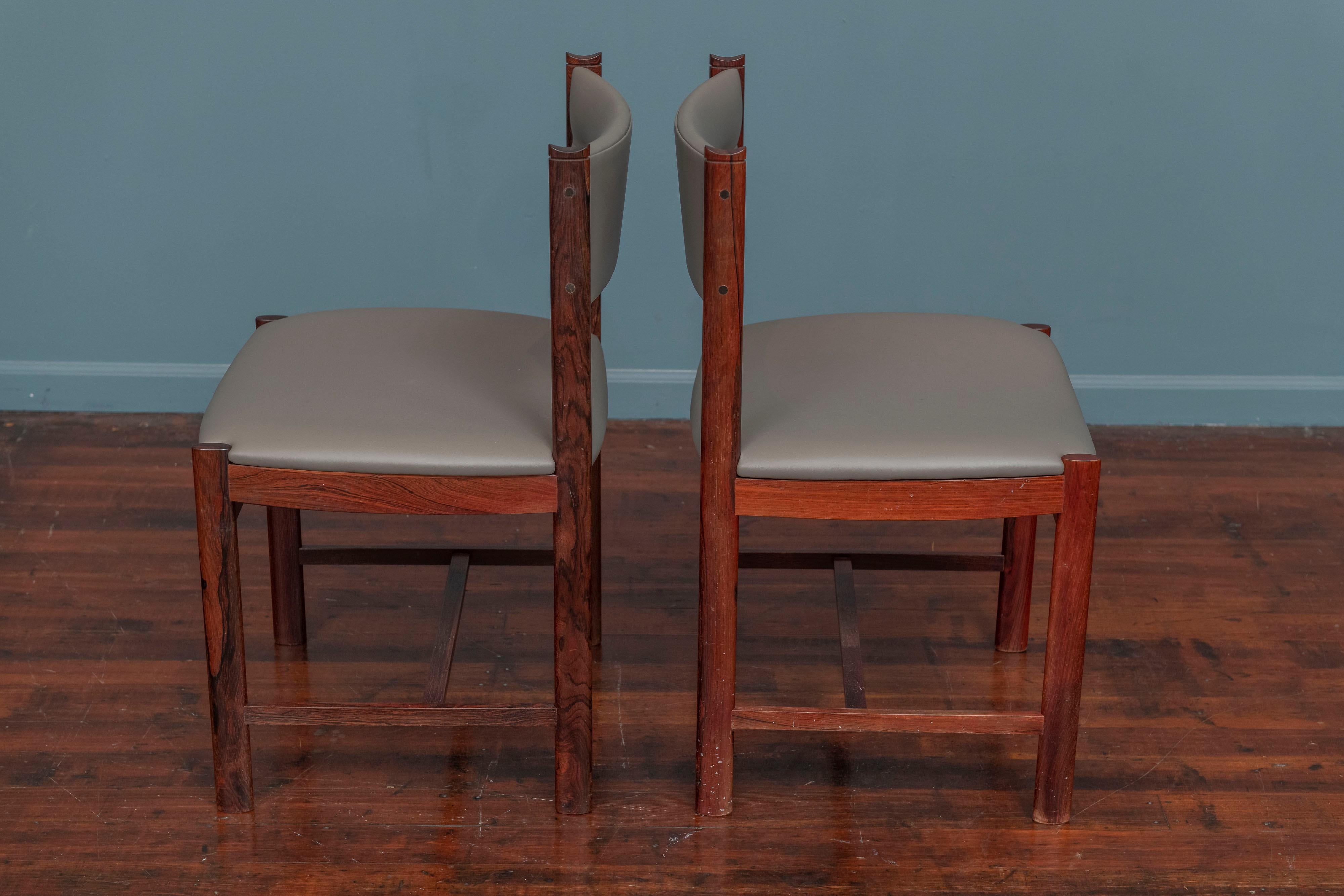 Scandinavian Modern Rosewood Dining Chairs In Good Condition For Sale In San Francisco, CA