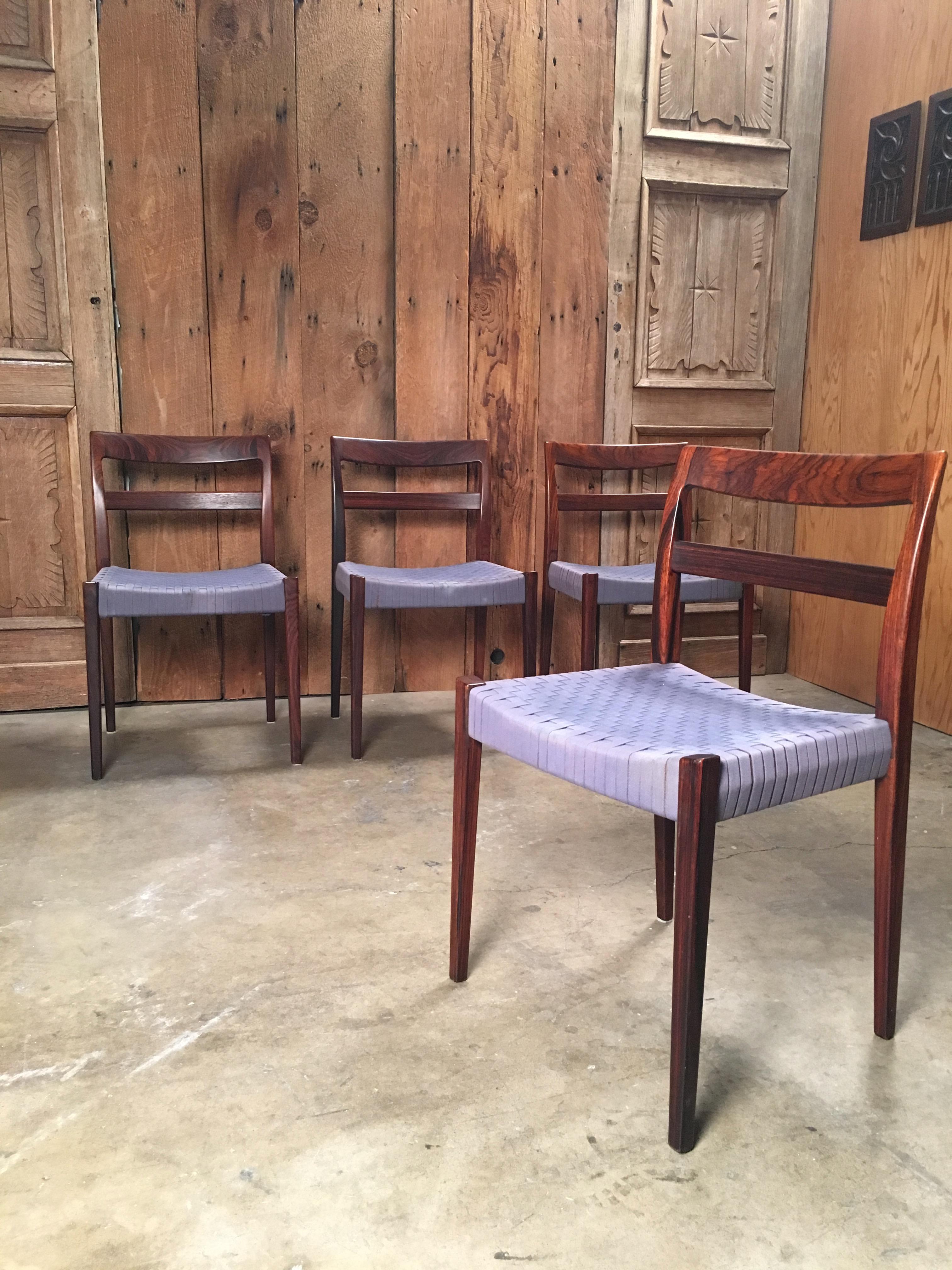 Linen Scandinavian Modern Rosewood Dining Chairs