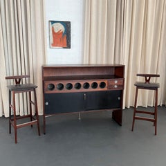 Scandinavian Modern Rosewood Dry Bar And Barstools Set By Dyrlund