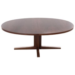 Scandinavian Modern Rosewood Elliptical Dining Table with Pedestal Base