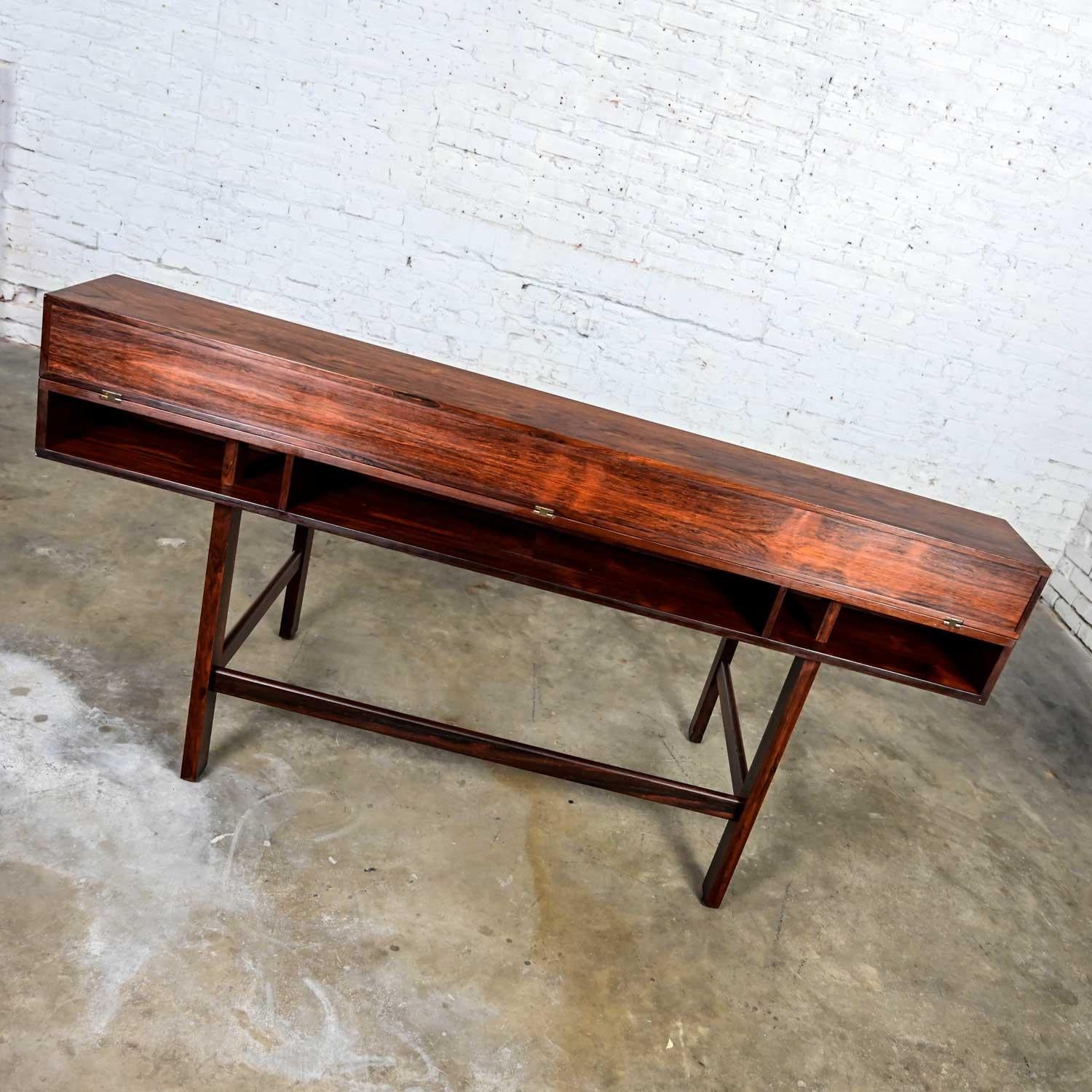 Danish Scandinavian Modern Rosewood Flip Top Exec, Partners Desk by Peter Lovig Nielsen