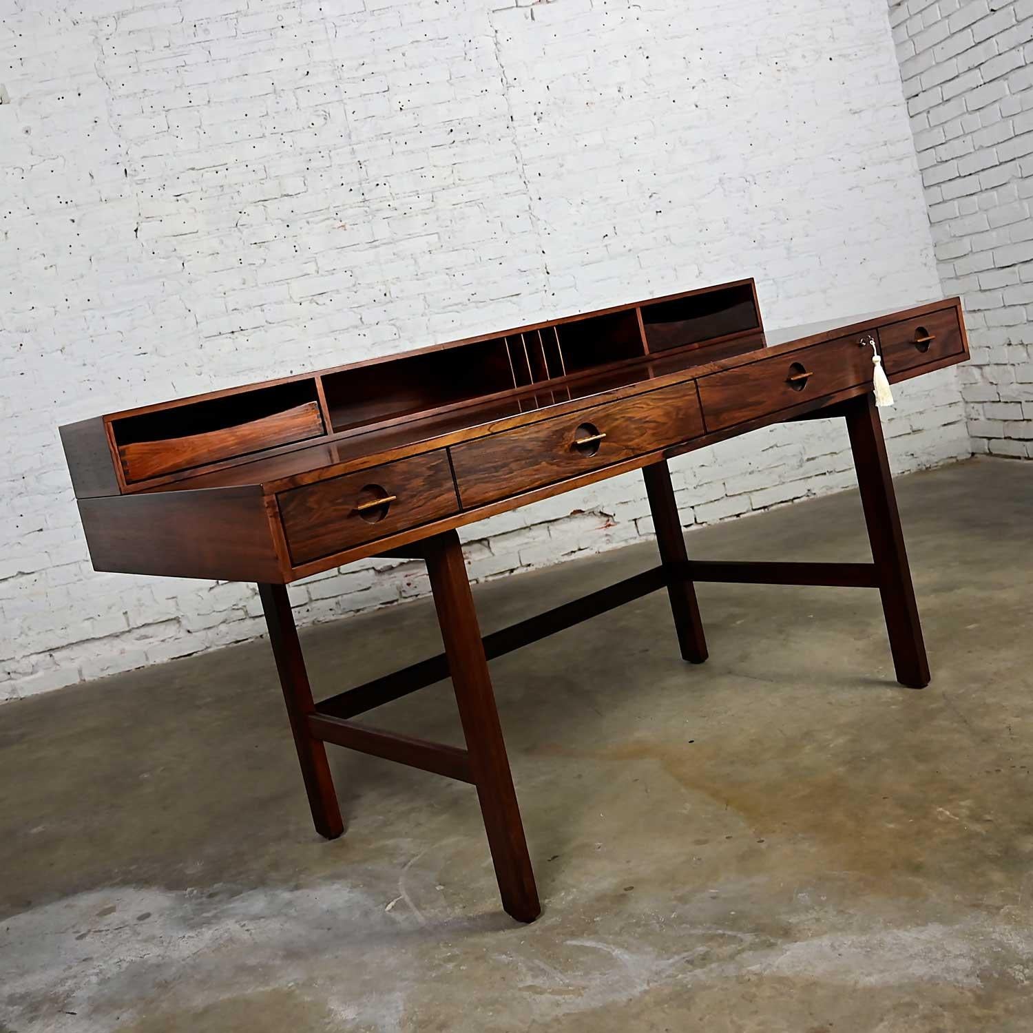 Scandinavian Modern Rosewood Flip Top Exec, Partners Desk by Peter Lovig Nielsen 2