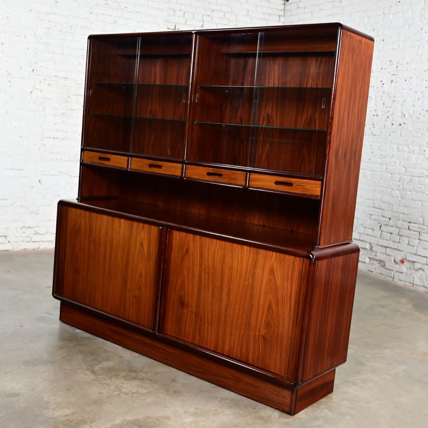 20th Century Scandinavian Modern Rosewood Lighted China Hutch Sideboard by Kibaek Mobelfabrik