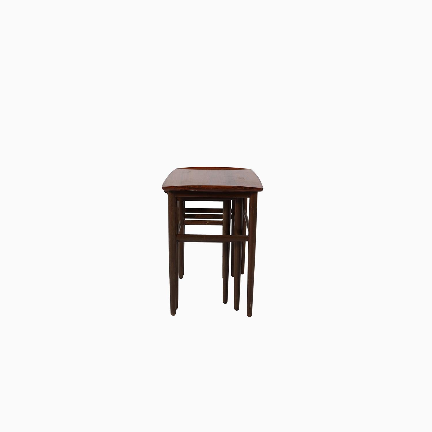 Danish Scandinavian Modern Rosewood Nesting Tables For Sale