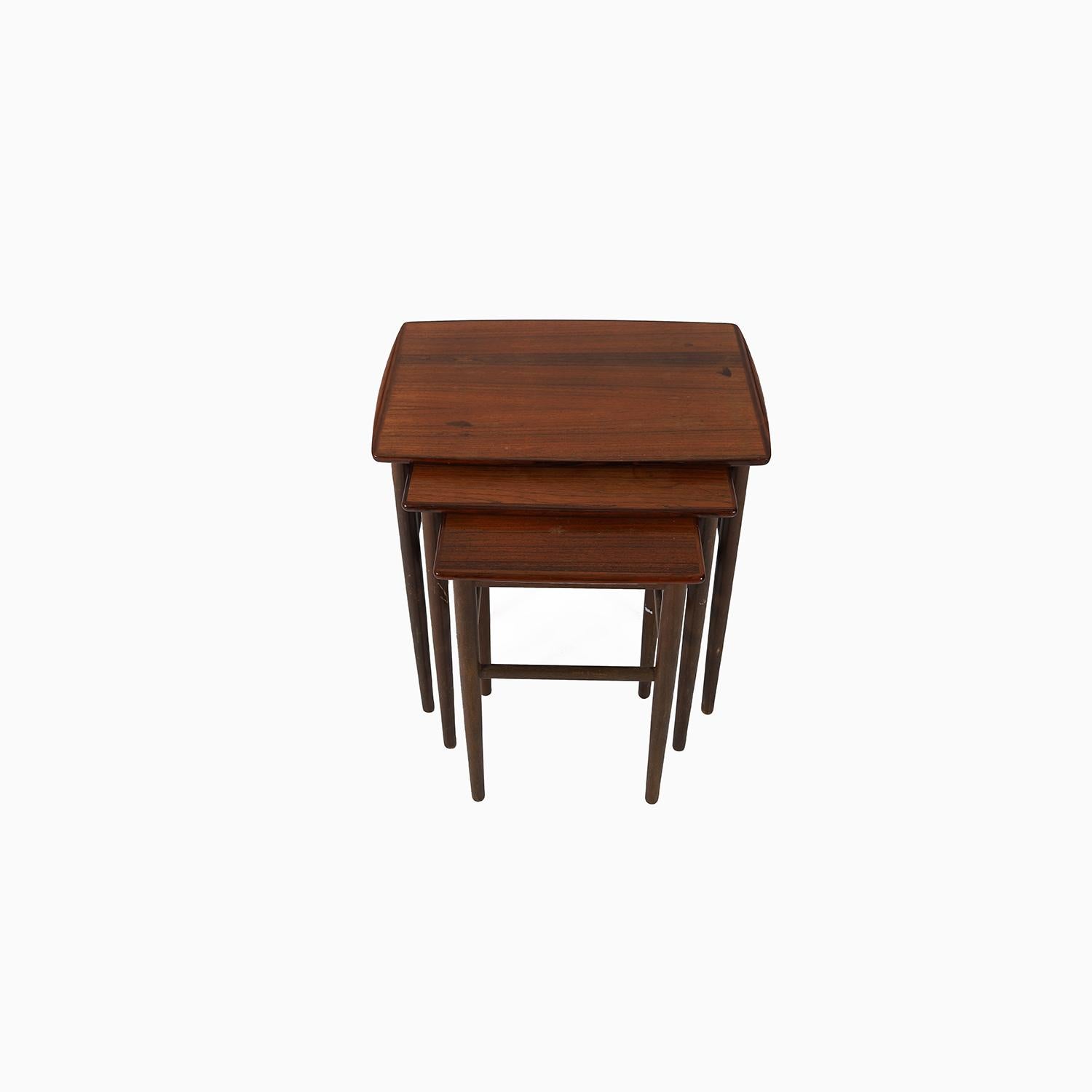20th Century Scandinavian Modern Rosewood Nesting Tables For Sale