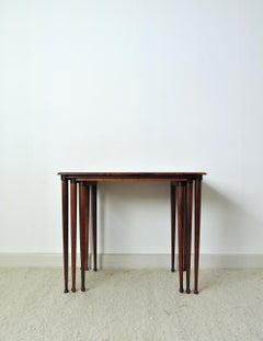 Scandinavian Modern Rosewood Nesting Tables with Drumstick Legs