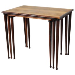 Scandinavian Modern Rosewood Nesting Tables with Drumstick Legs