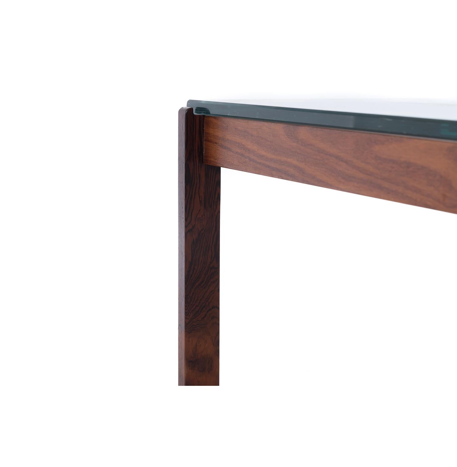 Scandinavian Modern Rosewood Occasional Table with Inset Glass Top For Sale 2