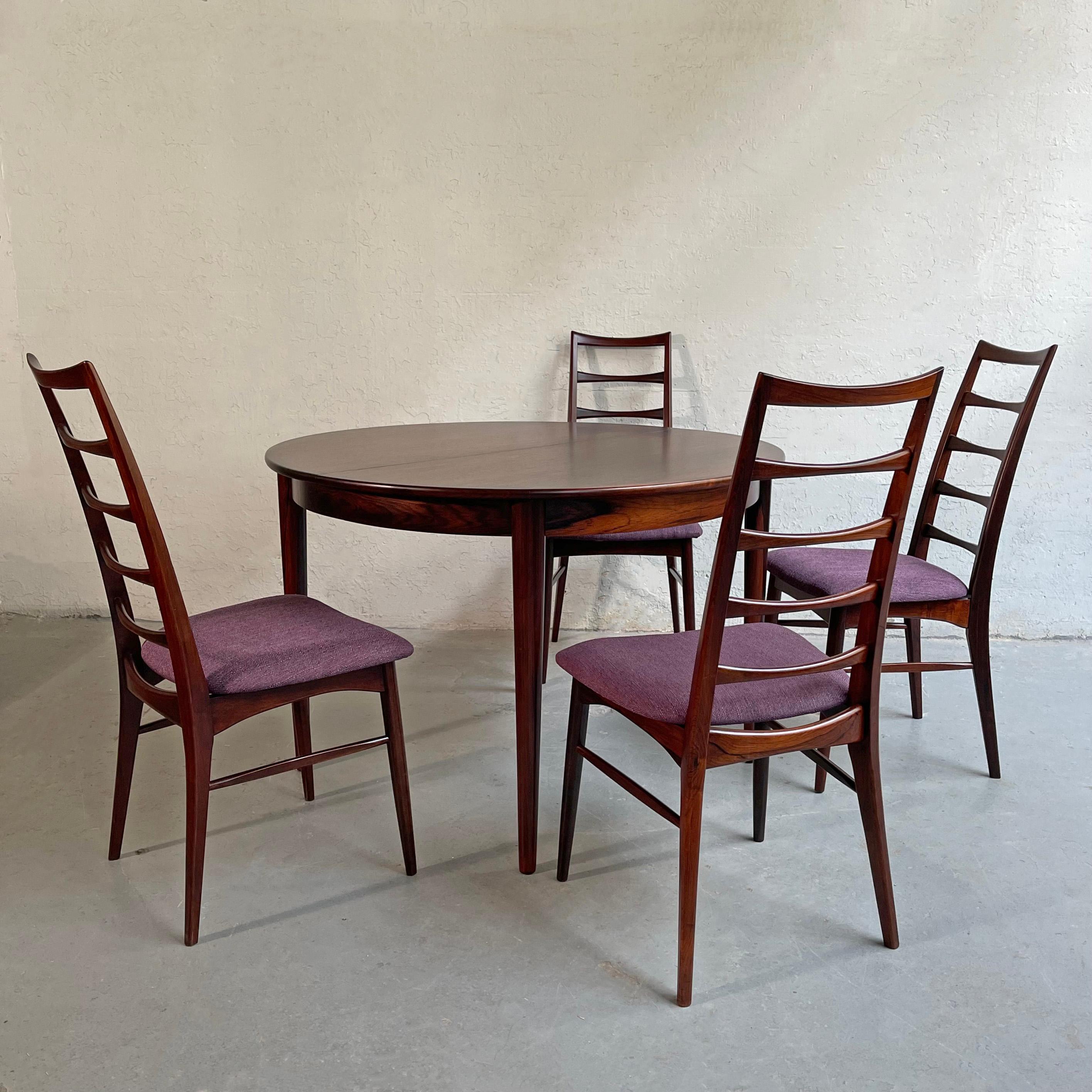 Danish Scandinavian Modern Rosewood Round Extension Dining Set by Niels Koefoed For Sale