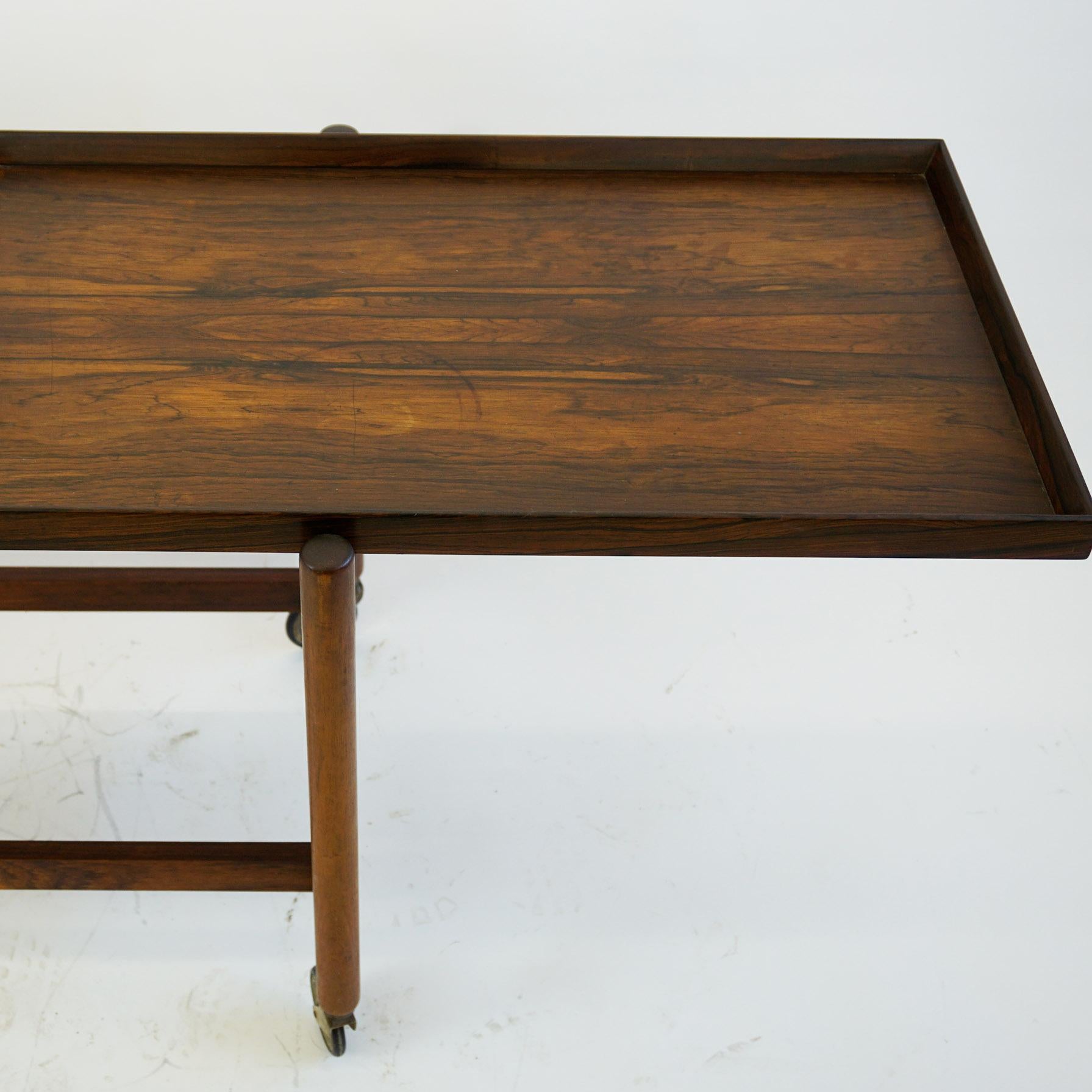 Scandinavian Modern Rosewood Serving Trolley or Bar Cart by Poul Hundevad 8