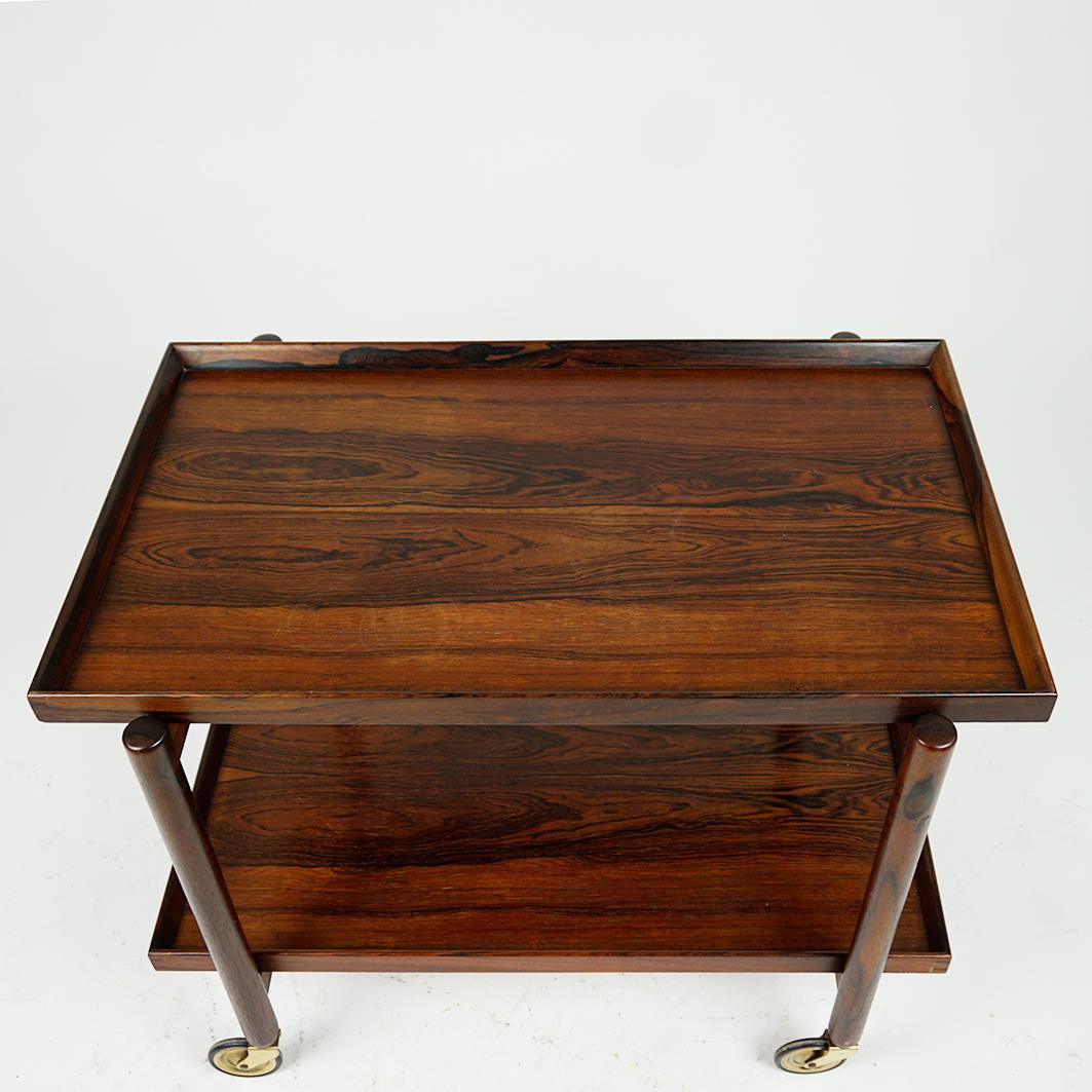 Mid-20th Century Scandinavian Modern Rosewood Serving Trolley or Bar Cart by Poul Hundevad