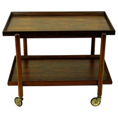 Scandinavian Modern Rosewood Serving Trolley or Bar Cart by Poul Hundevad