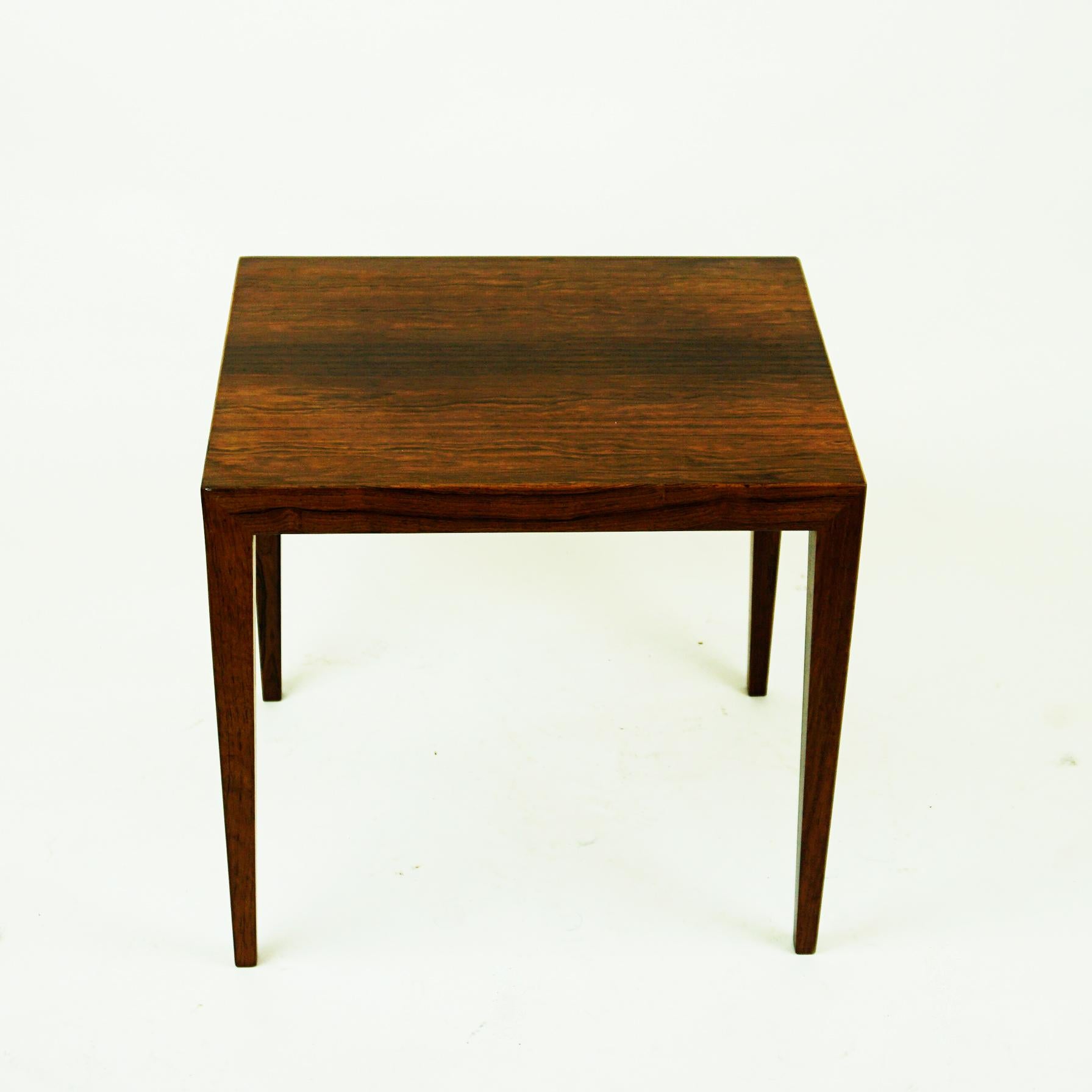 Danish Scandinavian Modern Rosewood Side Table by Severin Hansen for Haslev