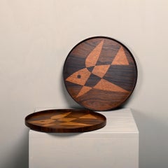 Scandinavian modern rosewood tray with fish motif for Intarsia, Denmark 1960s