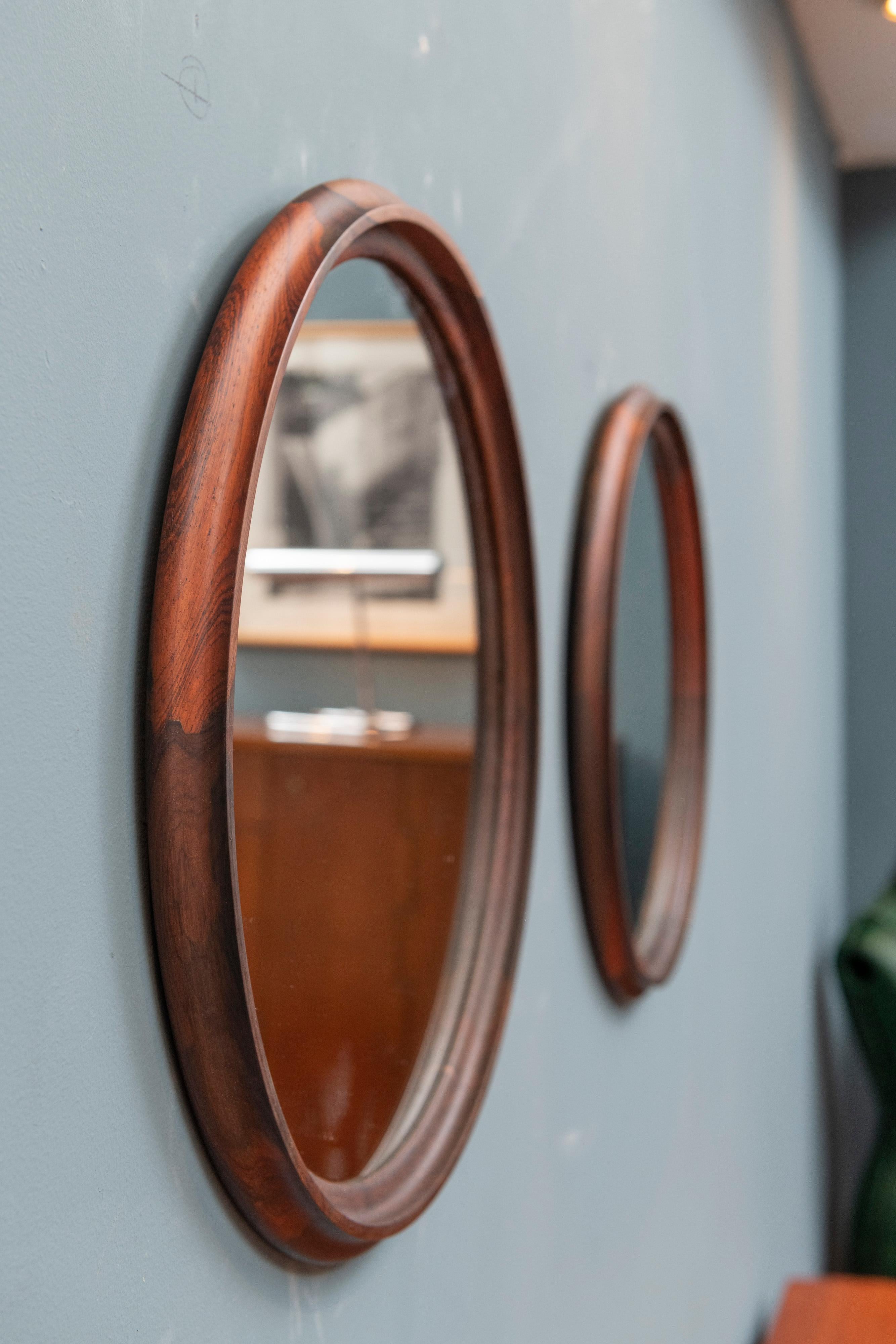 Scandinavian Modern Rosewood Wall Mirrors In Good Condition For Sale In San Francisco, CA
